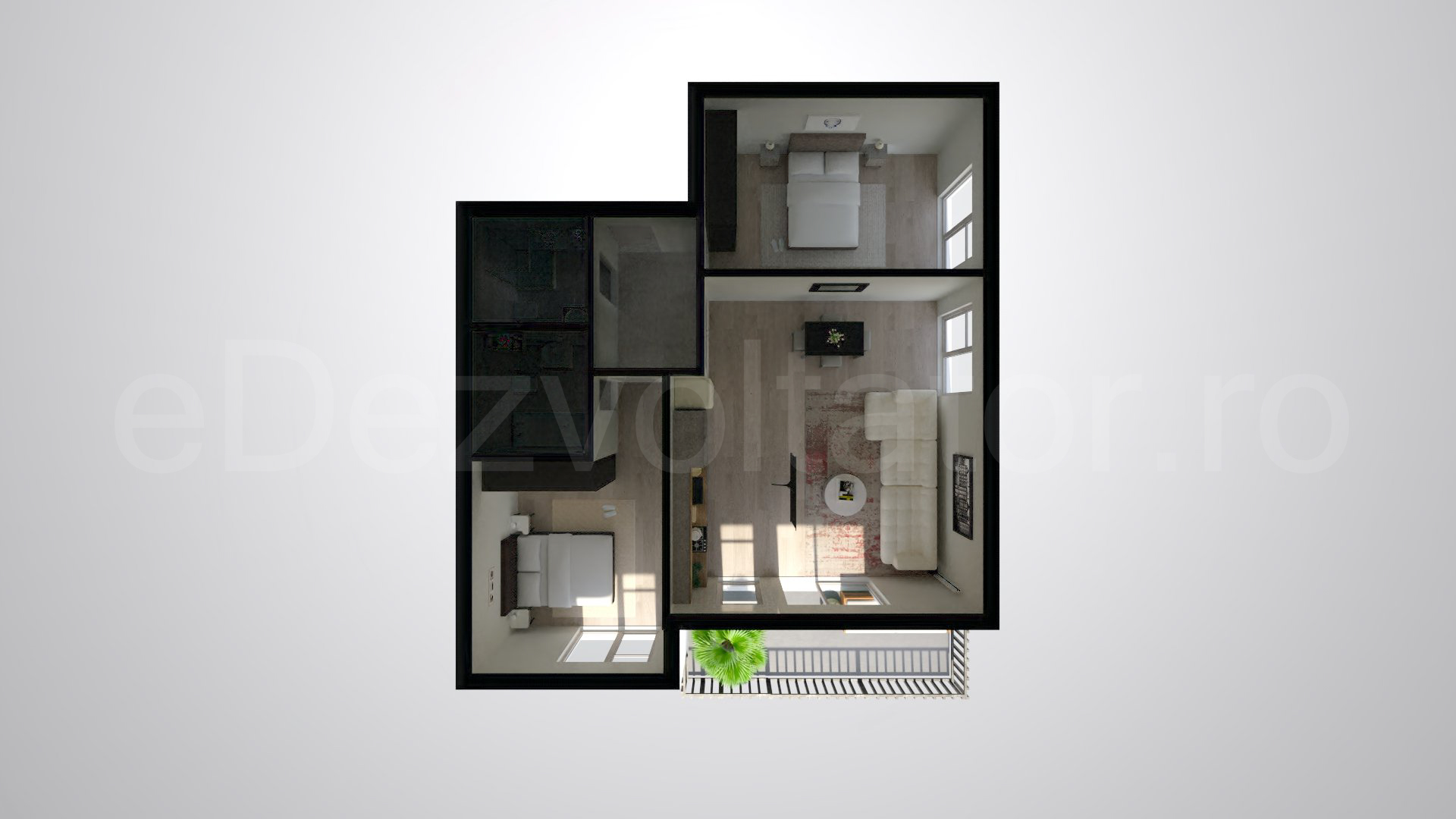 Simulare iluminat natural  Apartament 3 Camere 88mp Greenfield Residence