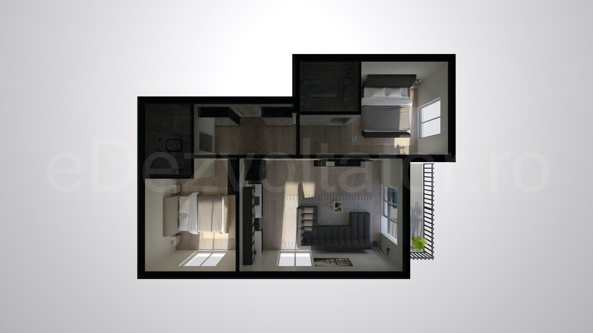 Simulare iluminat natural  Apartament 3 Camere 79mp Greenfield Residence