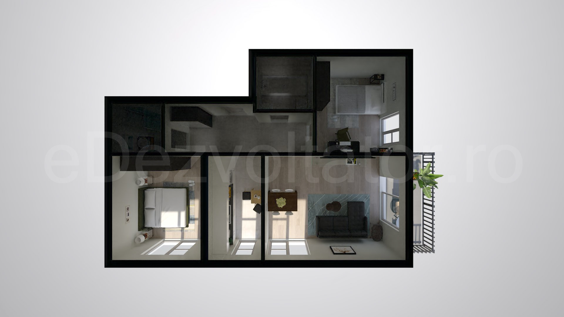 Simulare iluminat natural  Apartament 3 Camere 81mp Greenfield Residence
