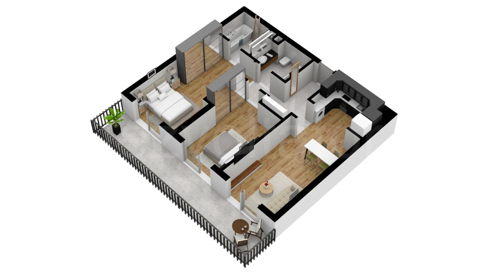 Apartament 3 Camere 87mp iResidence Proiecție 3D 