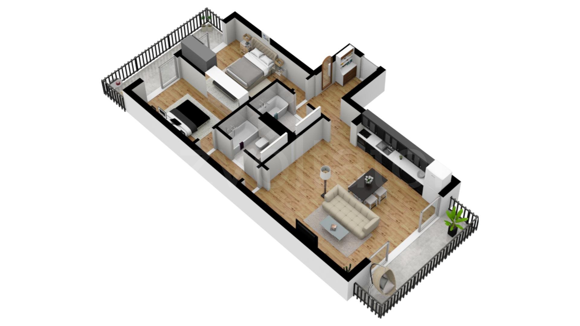Apartament 3 Camere 101mp iResidence Proiecție 3D 