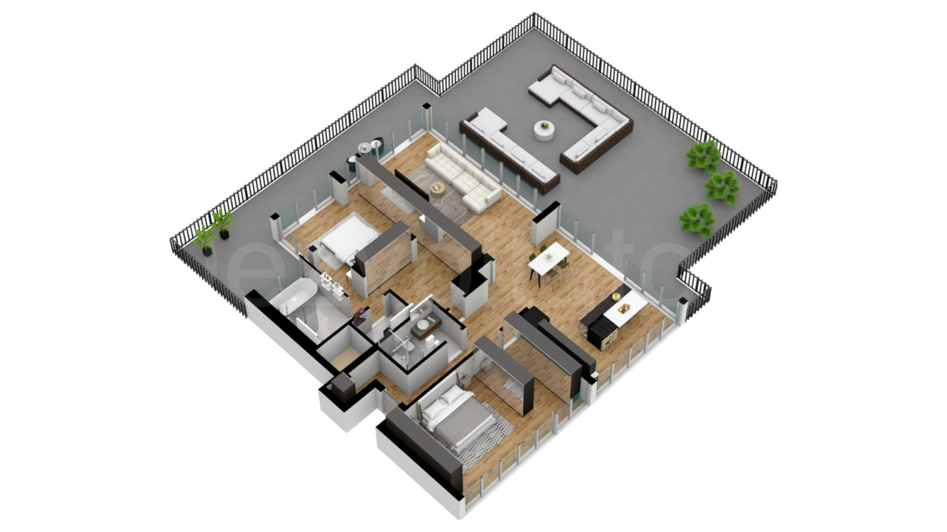 Apartament 3 Camere 308mp iResidence Proiecție 3D 