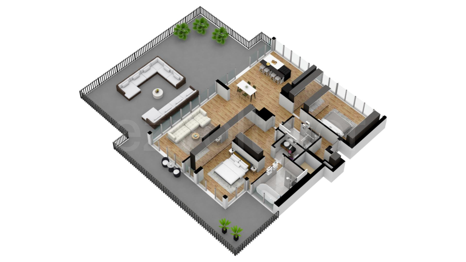 Apartament 3 Camere 308mp iResidence Proiecție 3D 