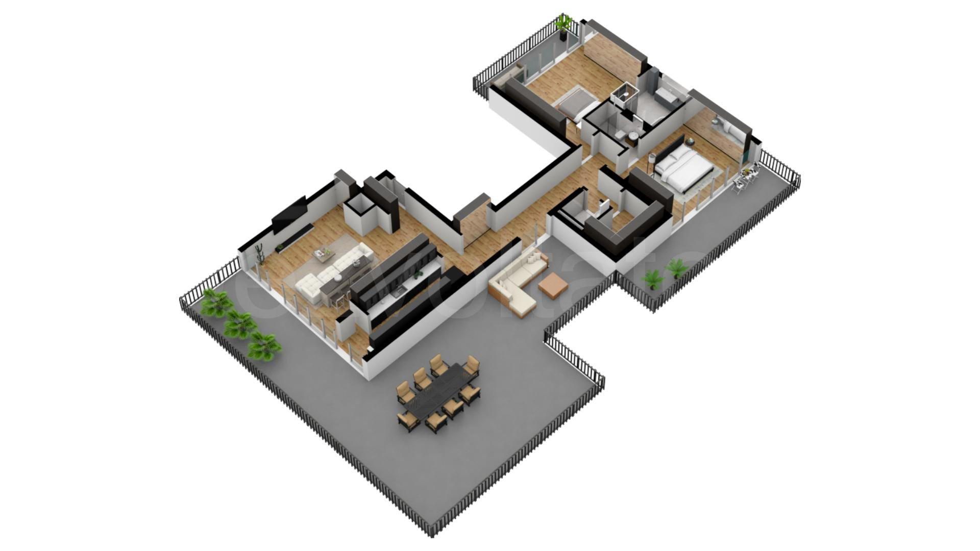 Apartament 3 Camere 315mp iResidence Proiecție 3D 