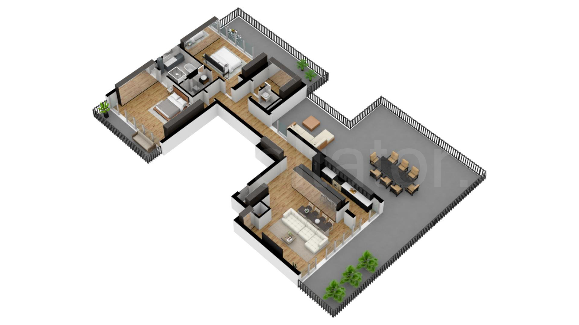 Apartament 3 Camere 315mp iResidence Proiecție 3D 