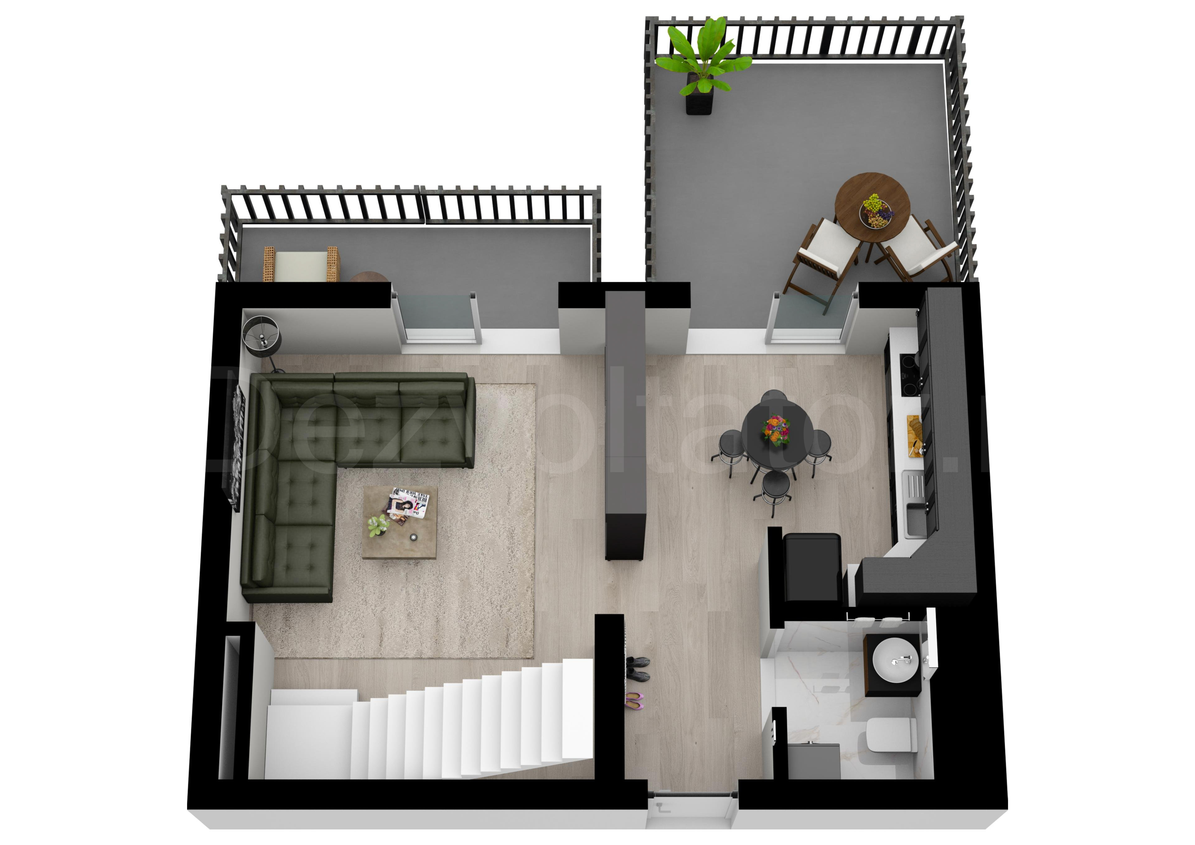 Proiecție 3D Apartament 2 Camere 90mp Cloud9 Residence