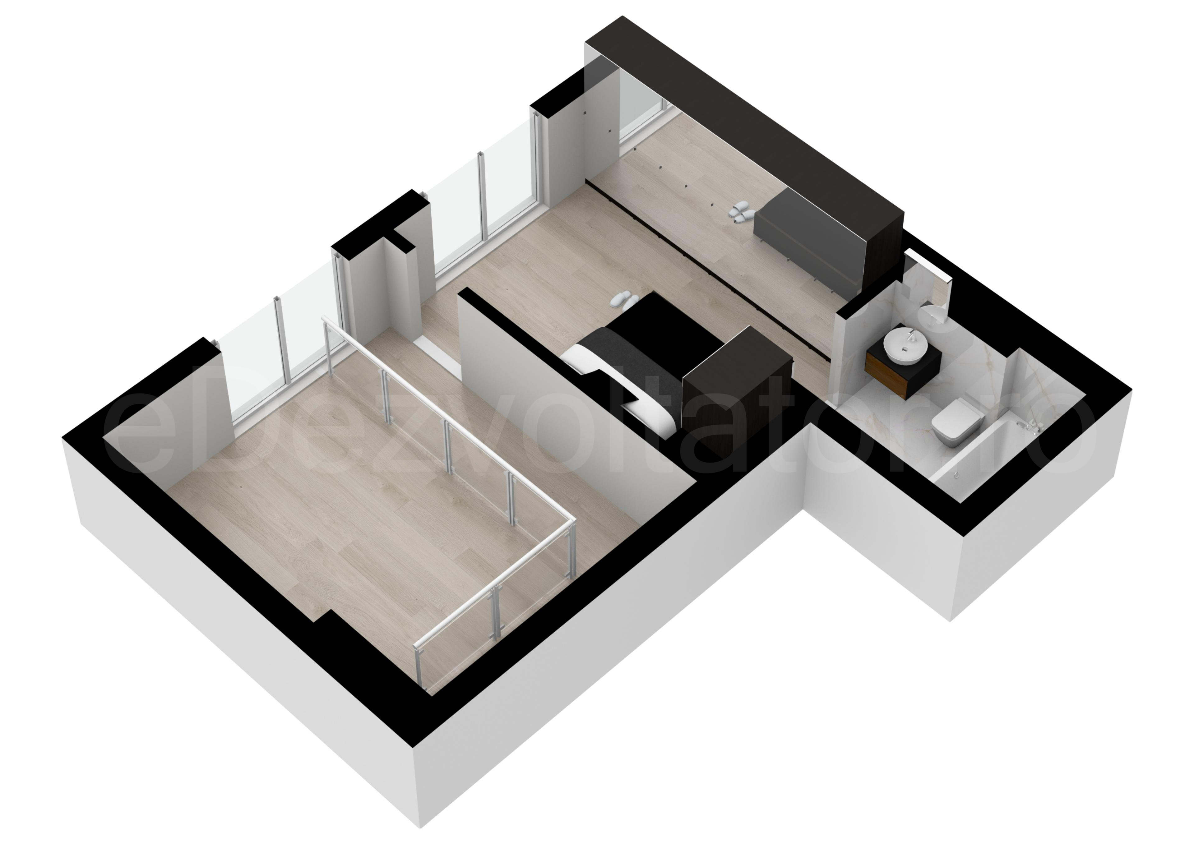 Apartament 2 Camere 90mp Cloud9 Residence Proiecție 3D Nivel 2