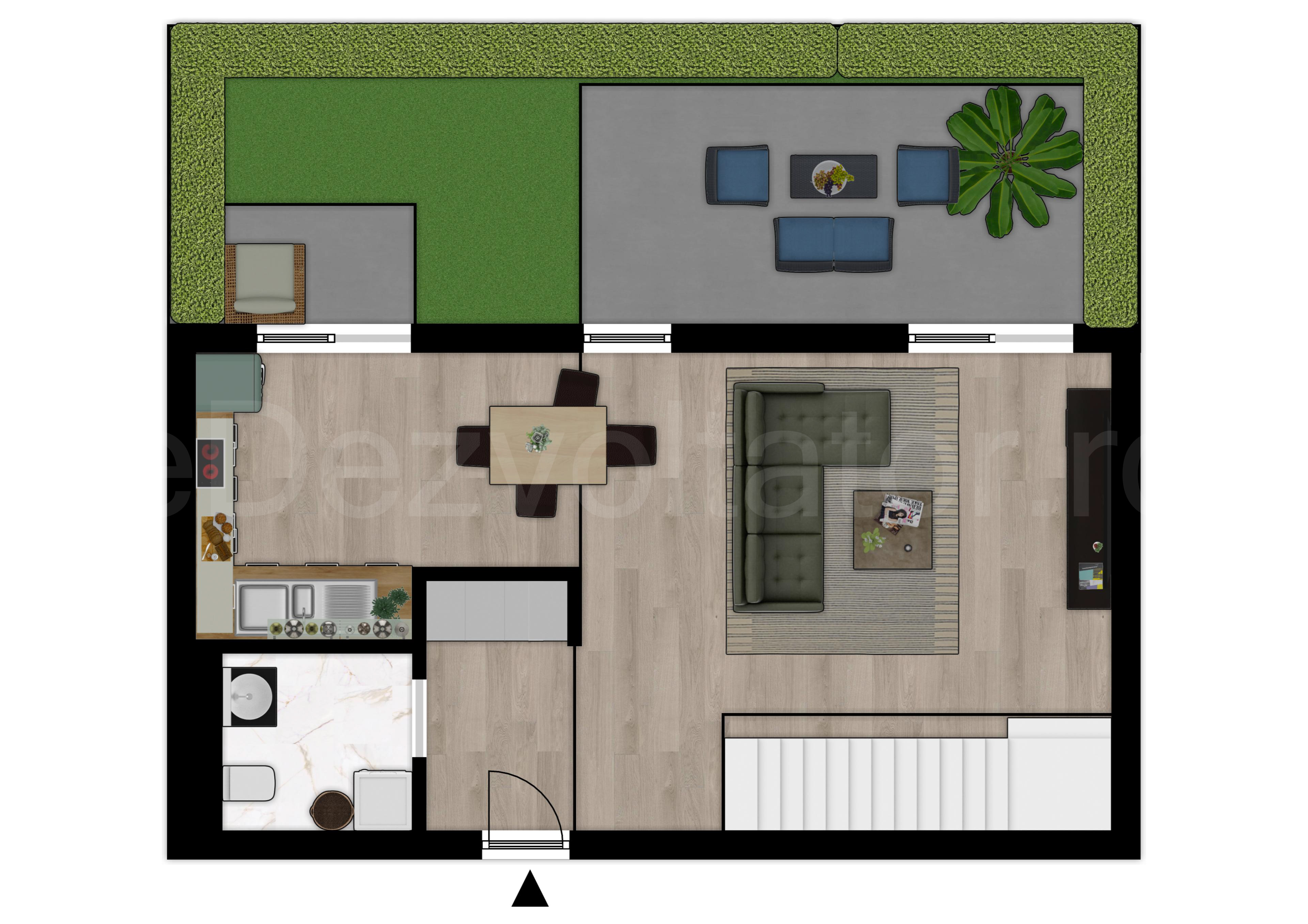 Proiecție 2D Apartament 2 camere 124 mp Cloud9 Residence 