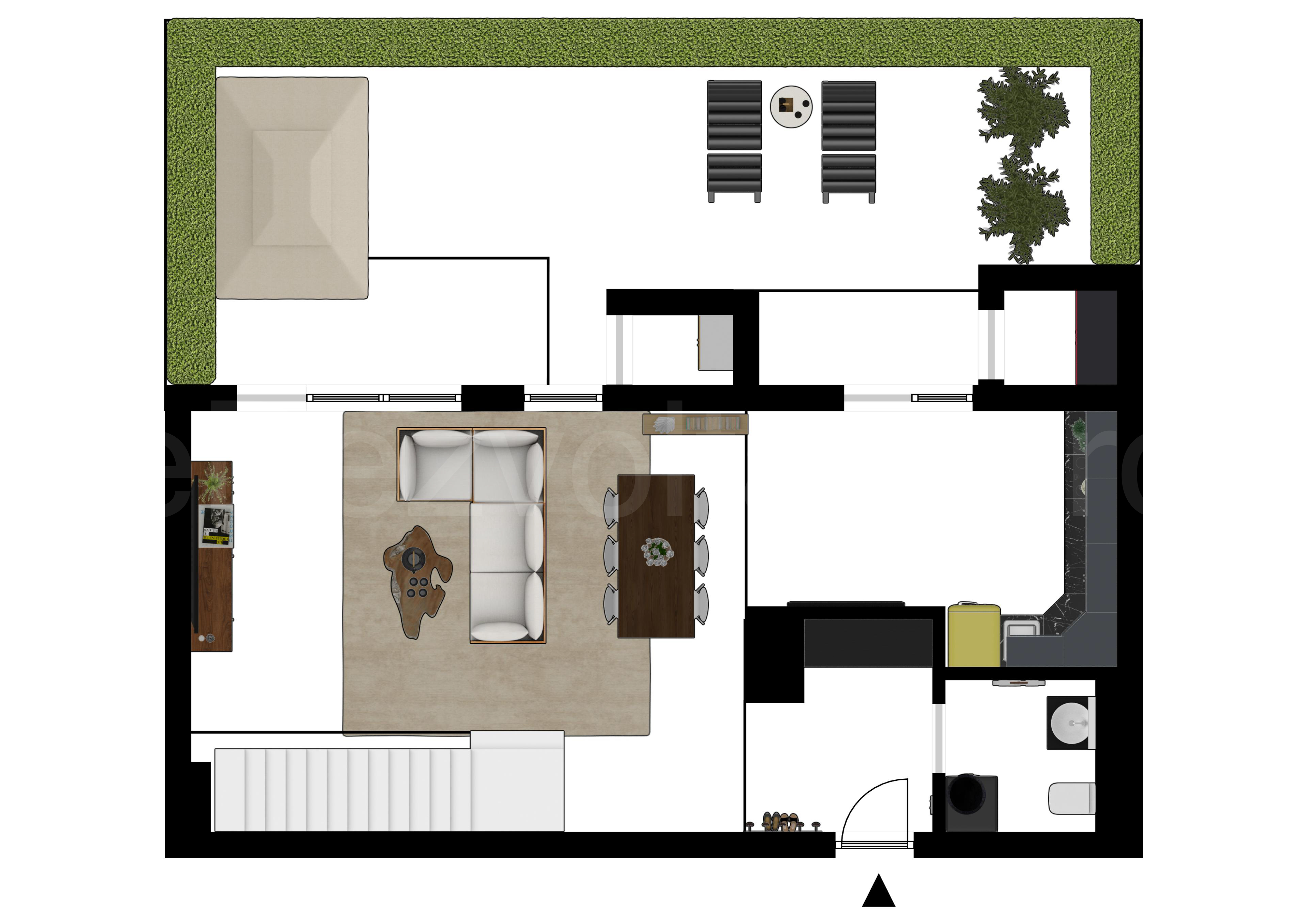 Proiecție 2D Apartament 3 Camere 151mp Cloud9 Residence 