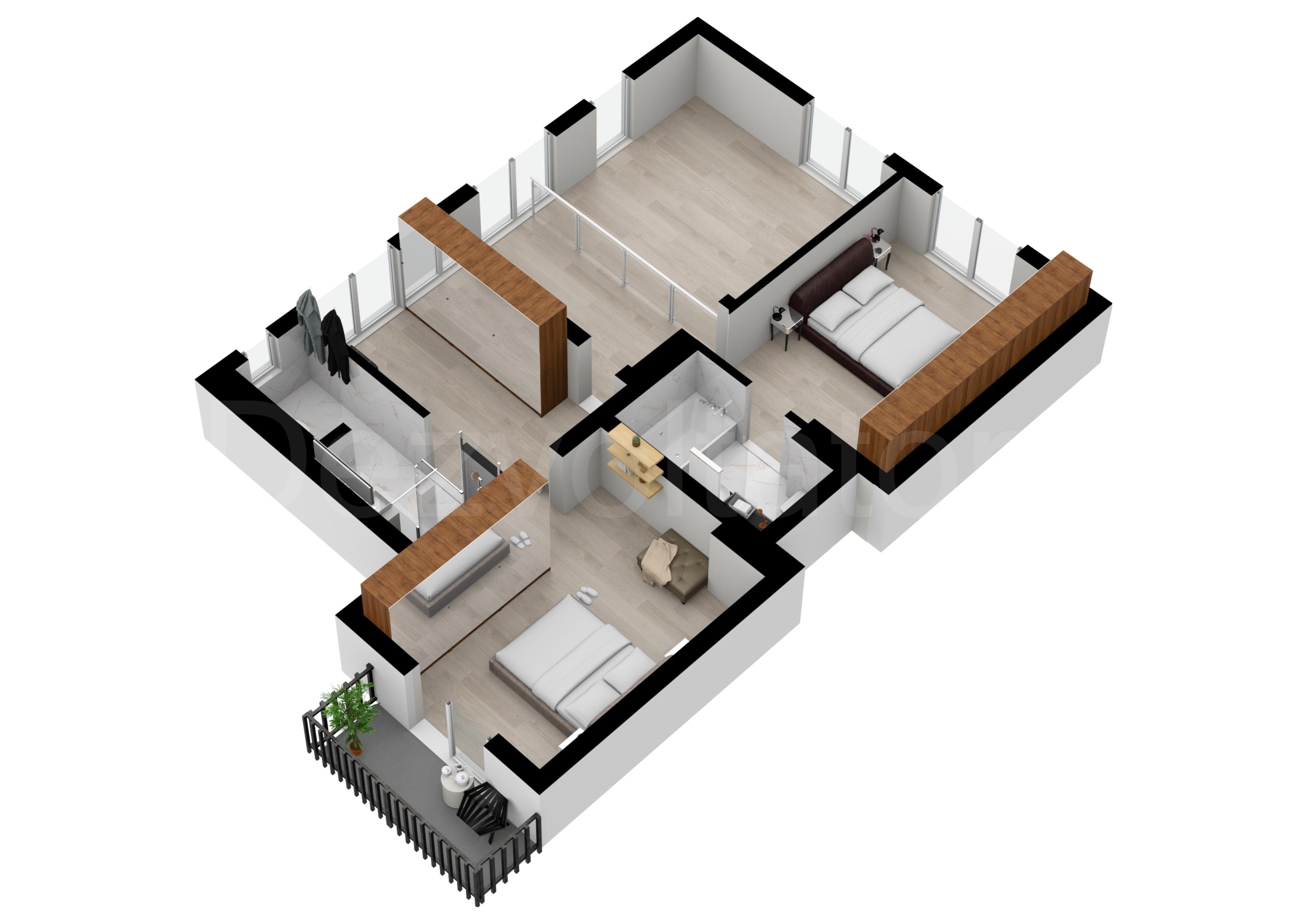Apartament 3 Camere 285mp Cloud9 Residence Proiecție 3D Nivel 3