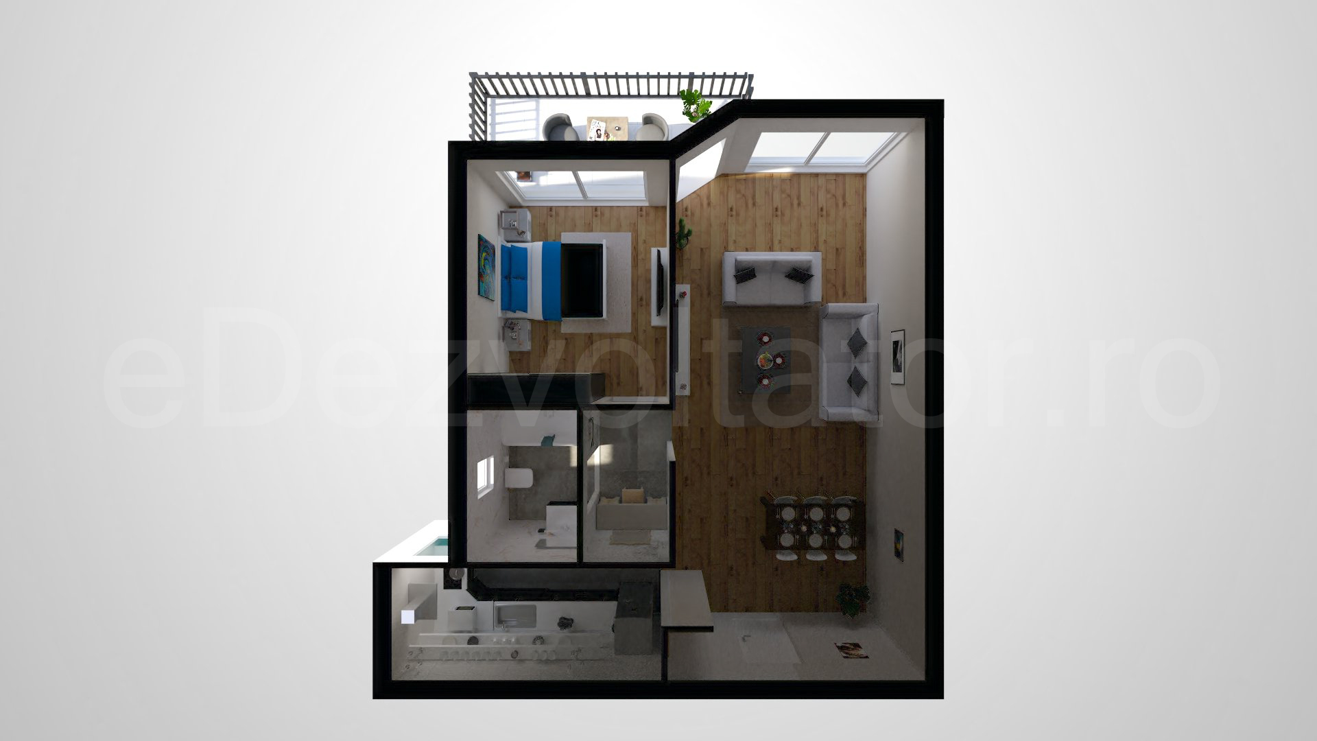 Simulare iluminat natural  Apartament 2 camere 69 mp Floreasca Residence