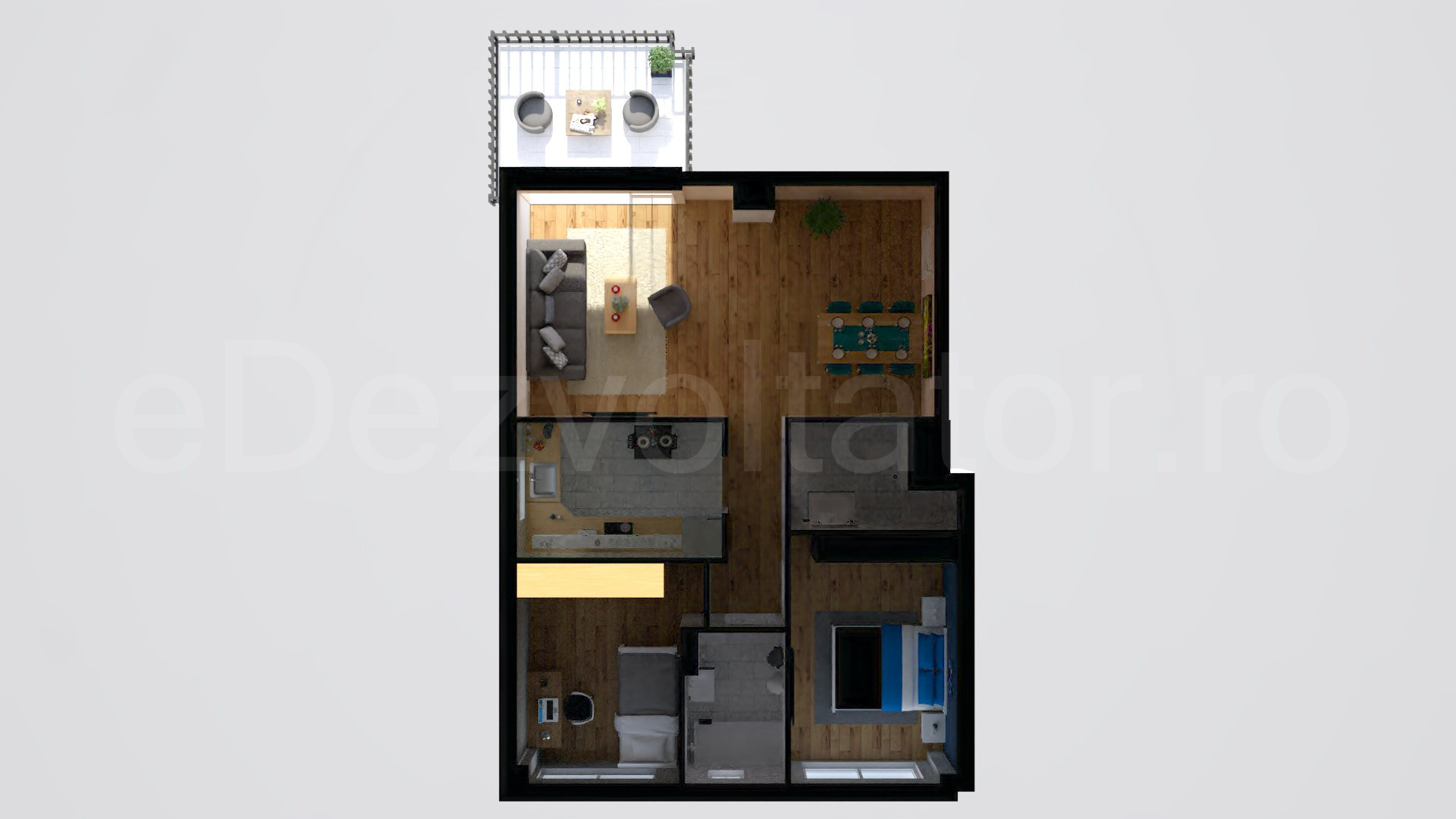 Simulare iluminat natural  Apartament 3 camere 75 mp Floreasca Residence