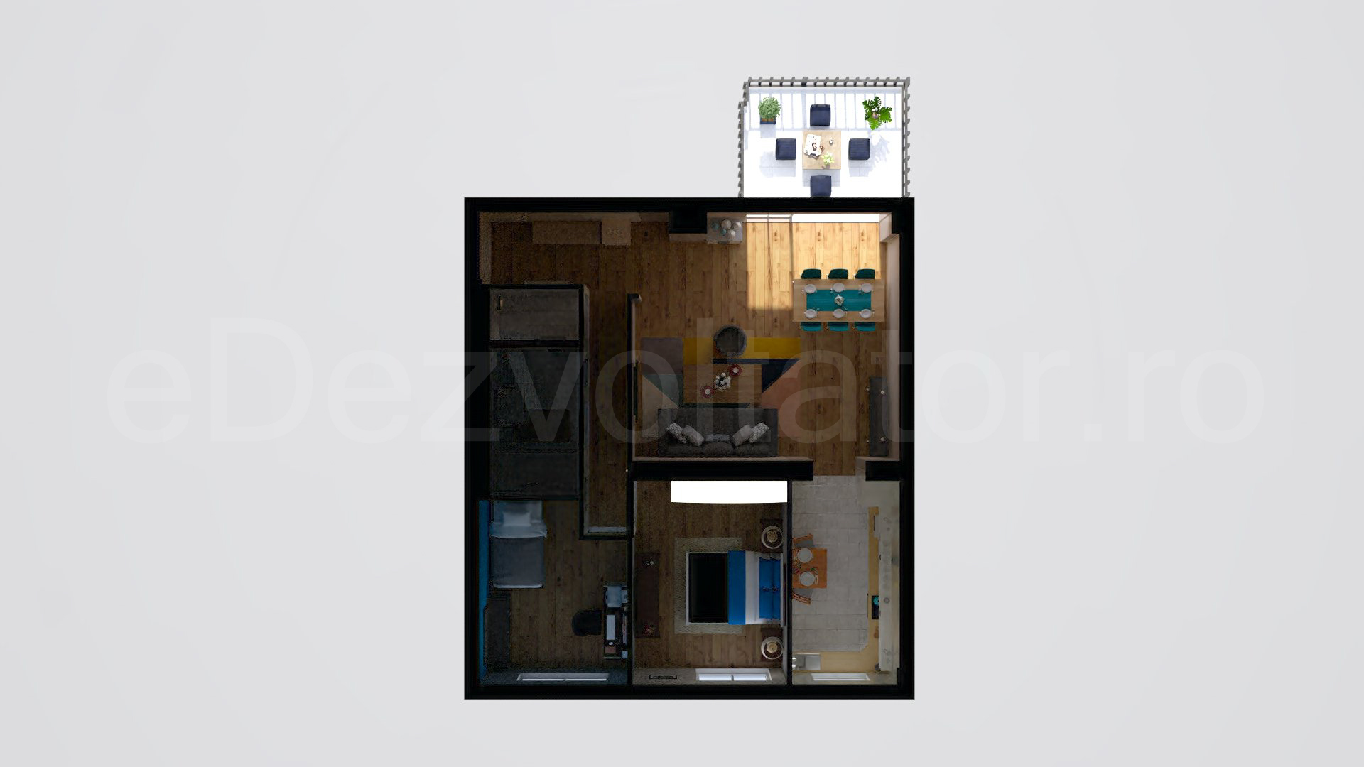 Simulare iluminat natural  Apartament 3 camere 79 mp Floreasca Residence