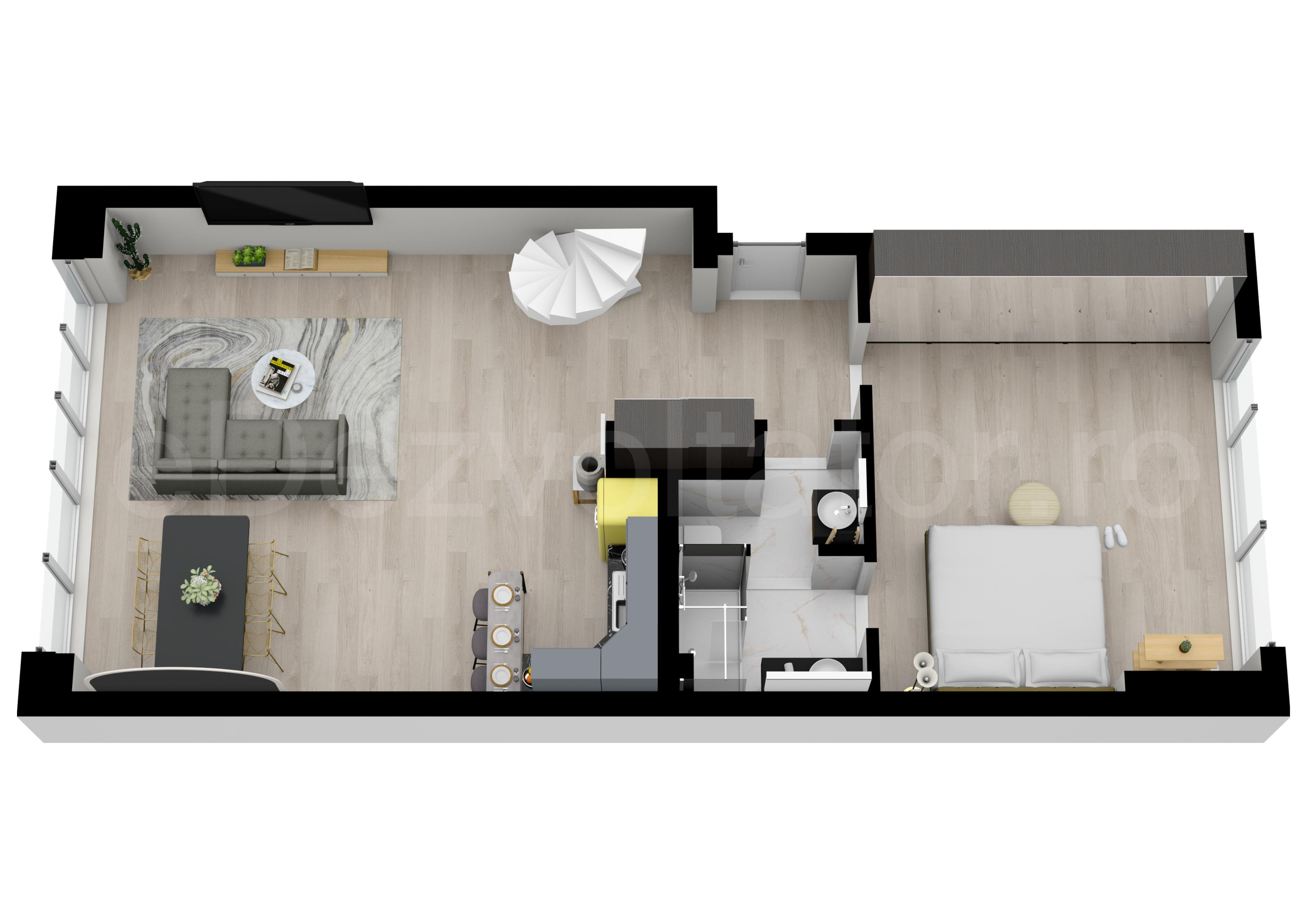 Proiecție 3D Apartament 3 camere 151 mp Petru Rares 1259