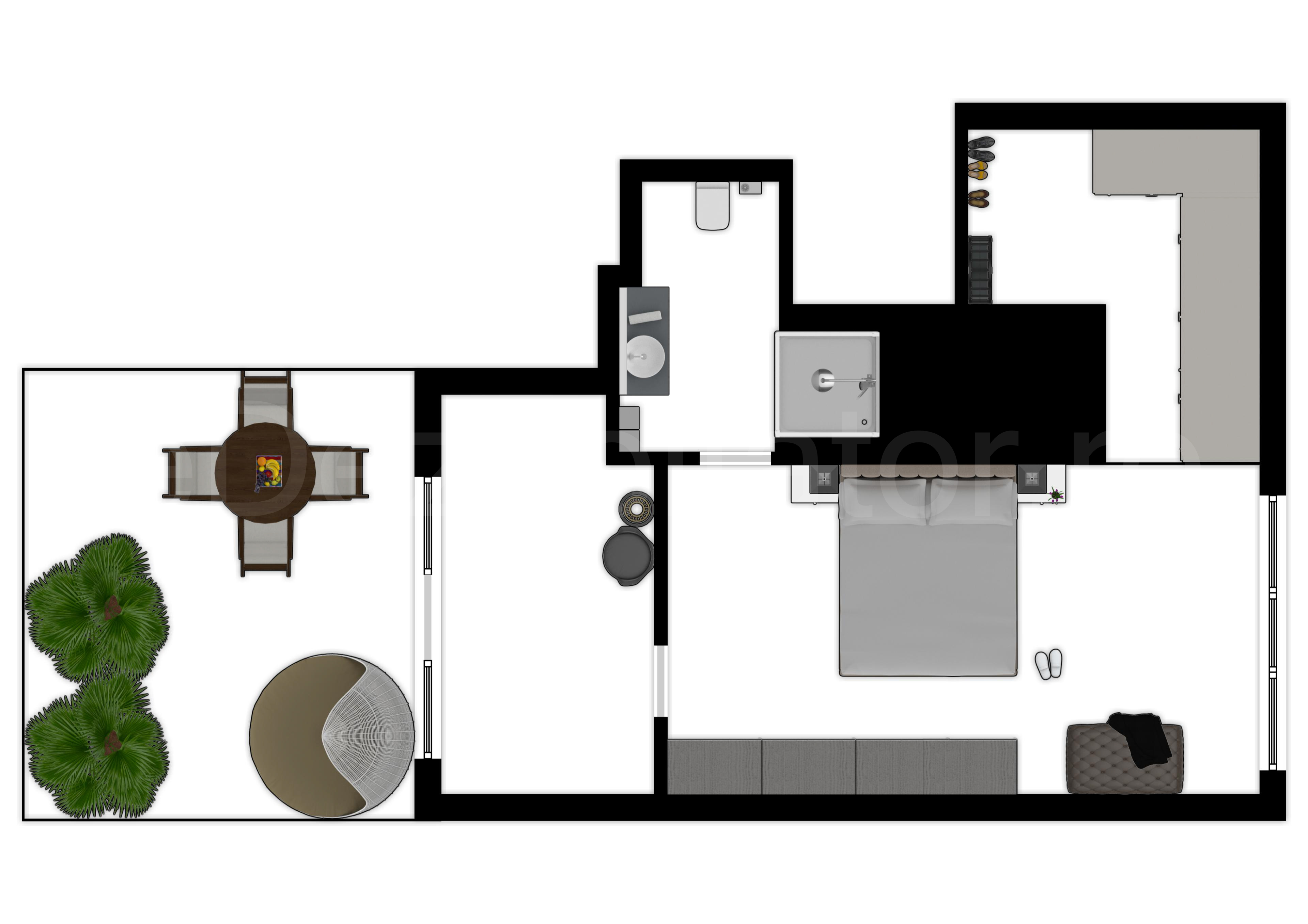 Proiecție 2D etaj 1 Apartament 3 camere 151 mp Petru Rares 1259