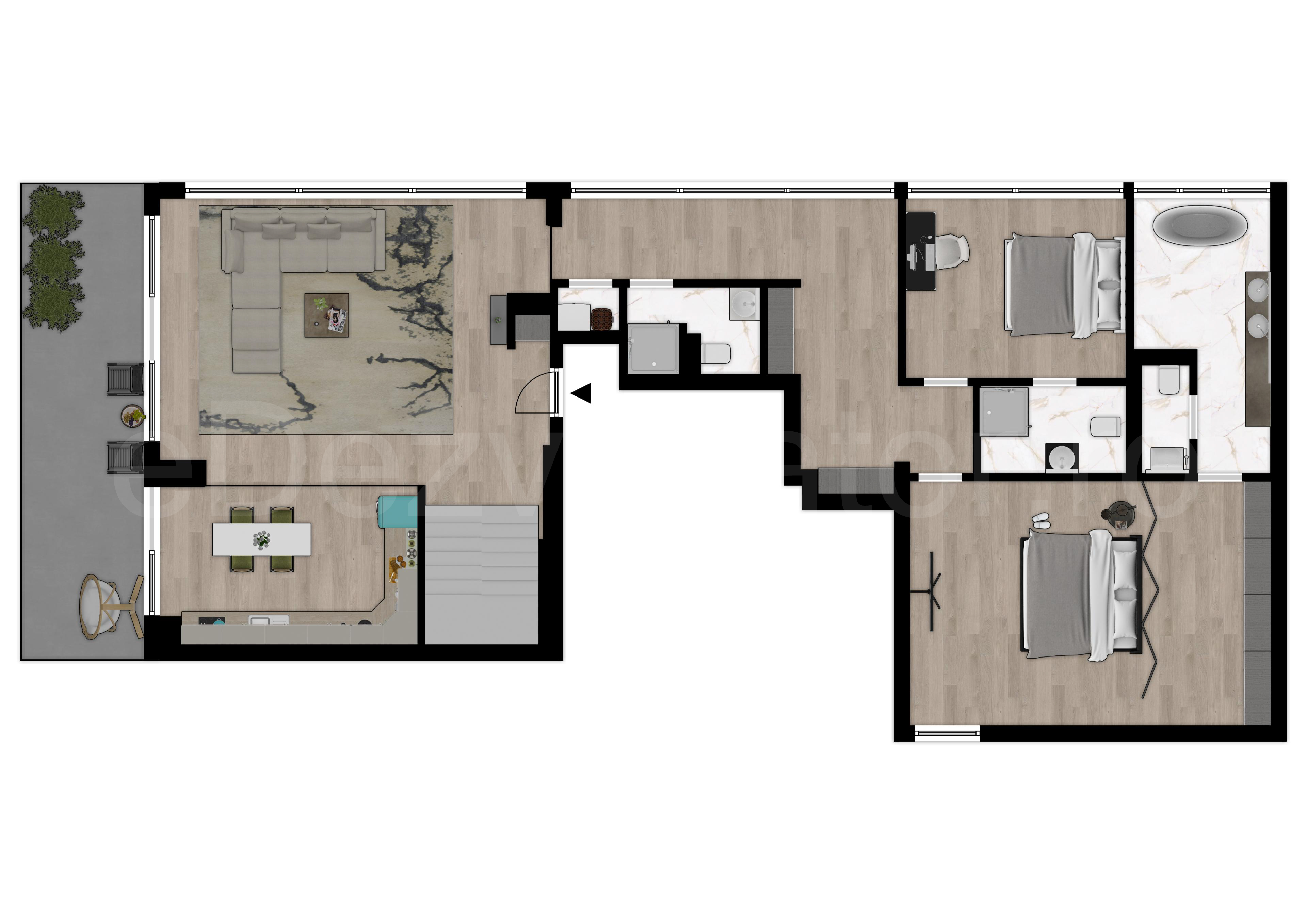 Proiecție 2D Apartament 4 camere 319 mp Petru Rares 1259 
