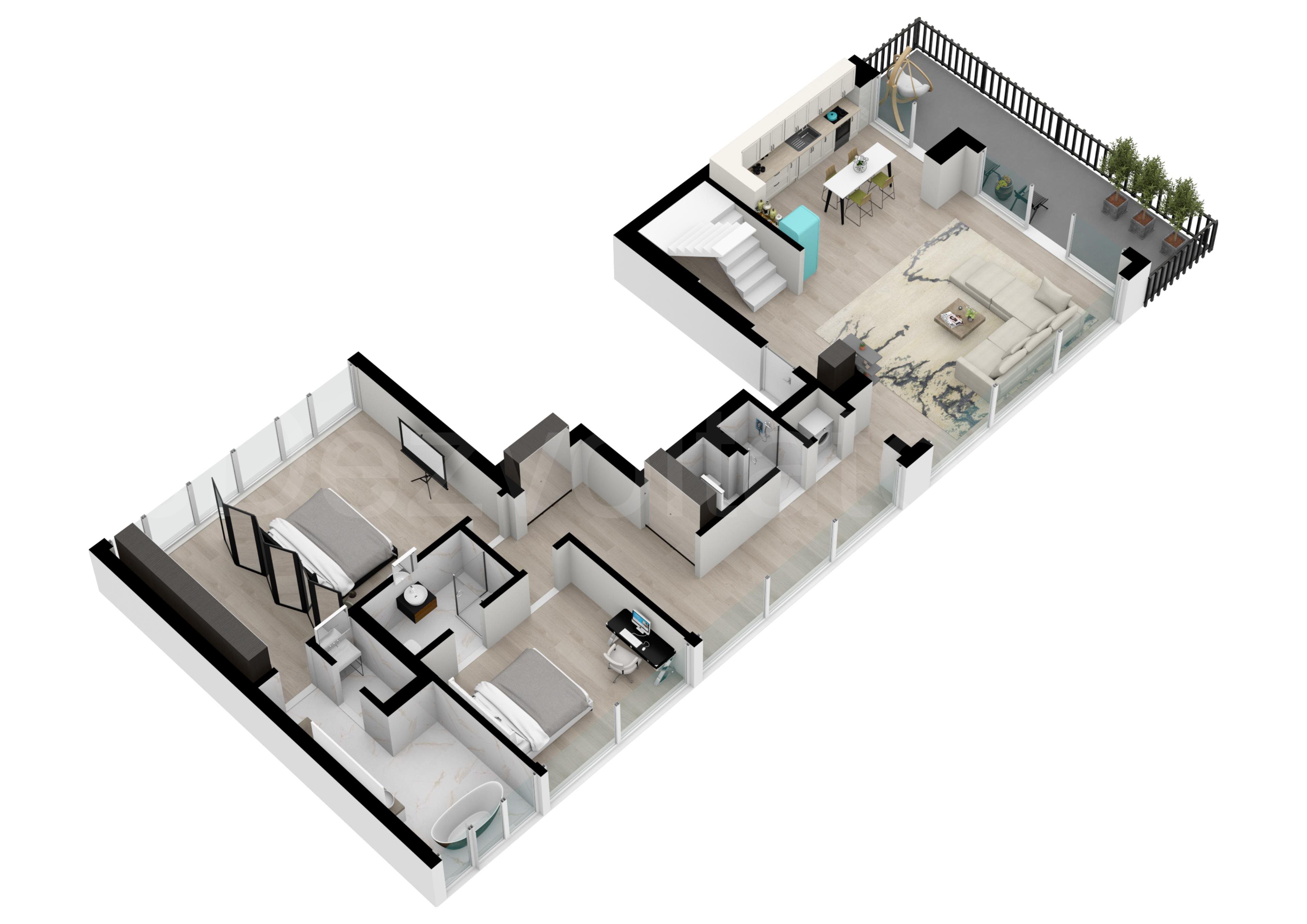 Proiecție 3D Apartament 4 camere 319 mp Petru Rares 1259