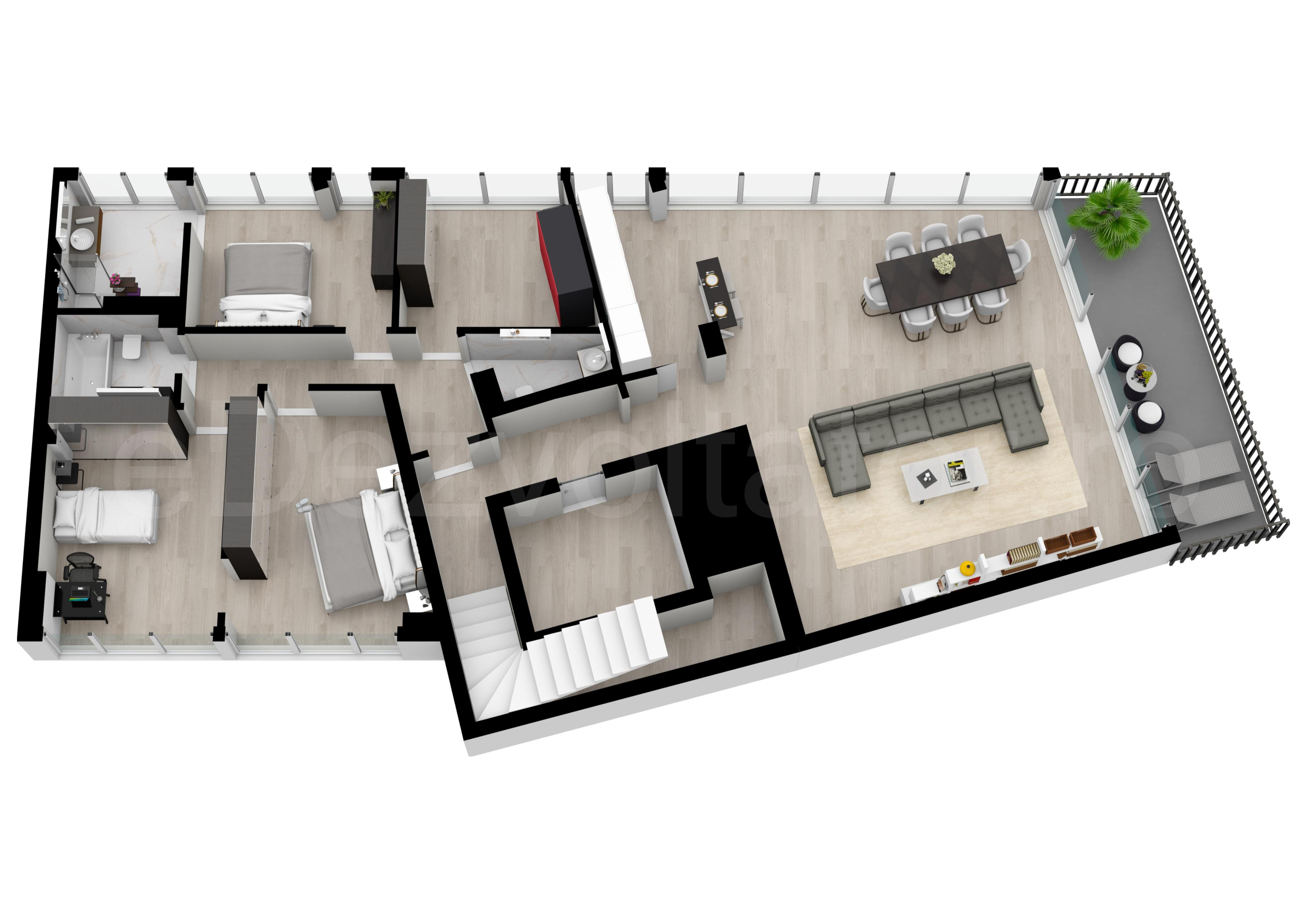 Proiecție 3D Apartament 5 camere 455 mp Petru Rares 1259