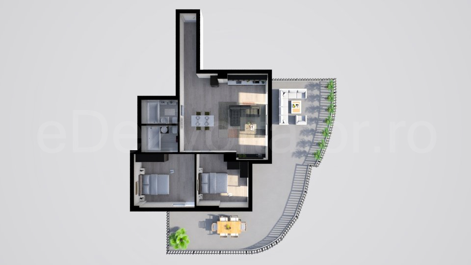 Simulare iluminat natural  Apartament 3 Camere 151mp Tepes Voda Residence