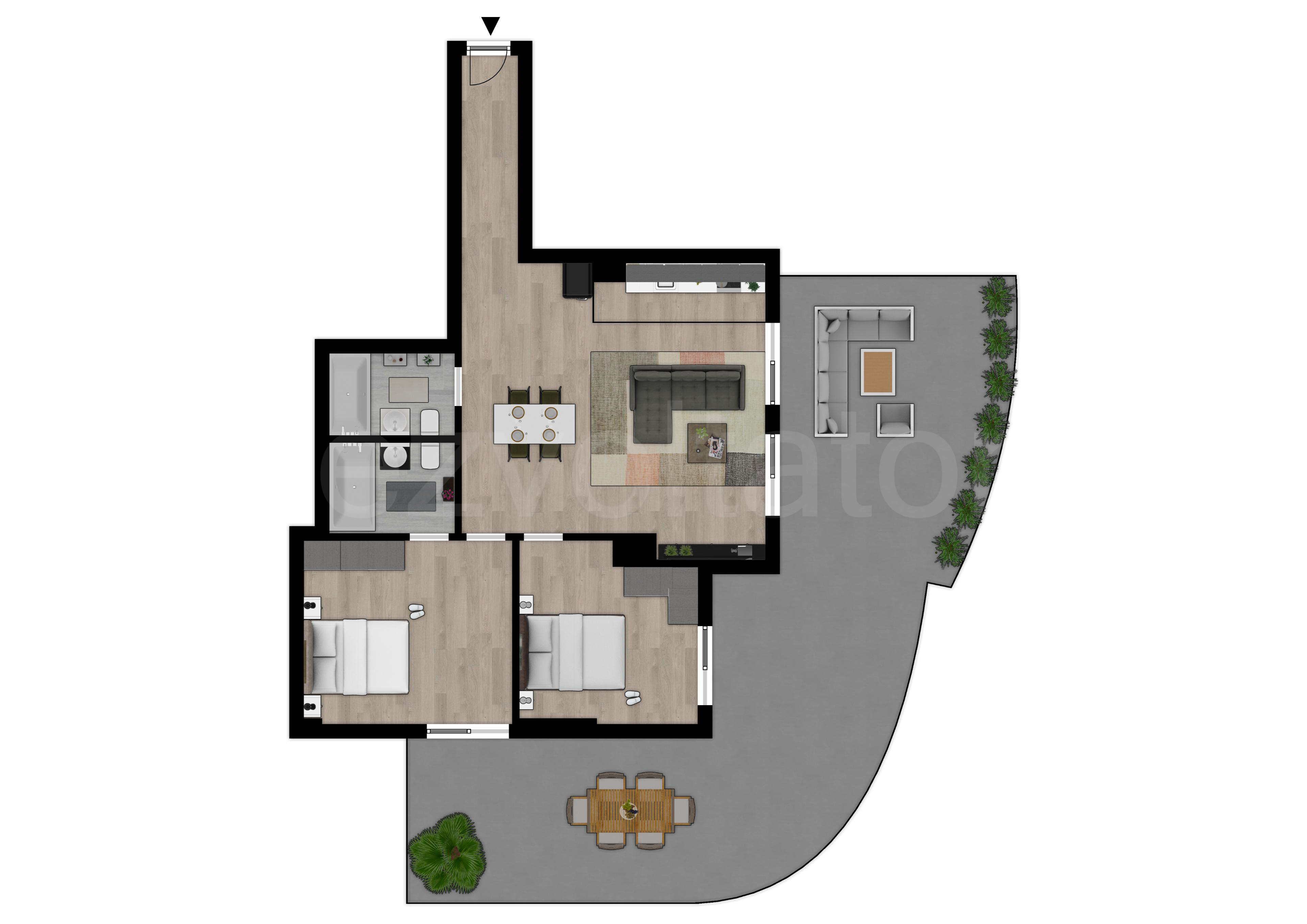 Proiecție 2D Apartament 3 Camere 151mp Tepes Voda Residence 