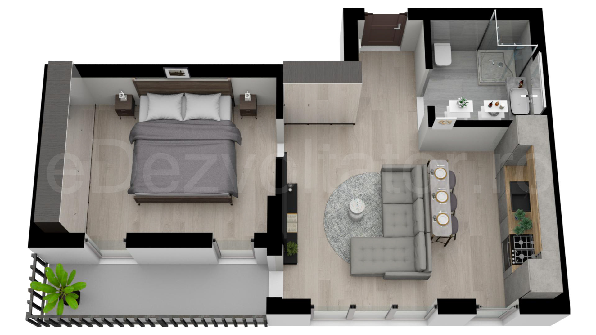 Proiecție 3D Apartament 2 Camere 48mp Ima Residence