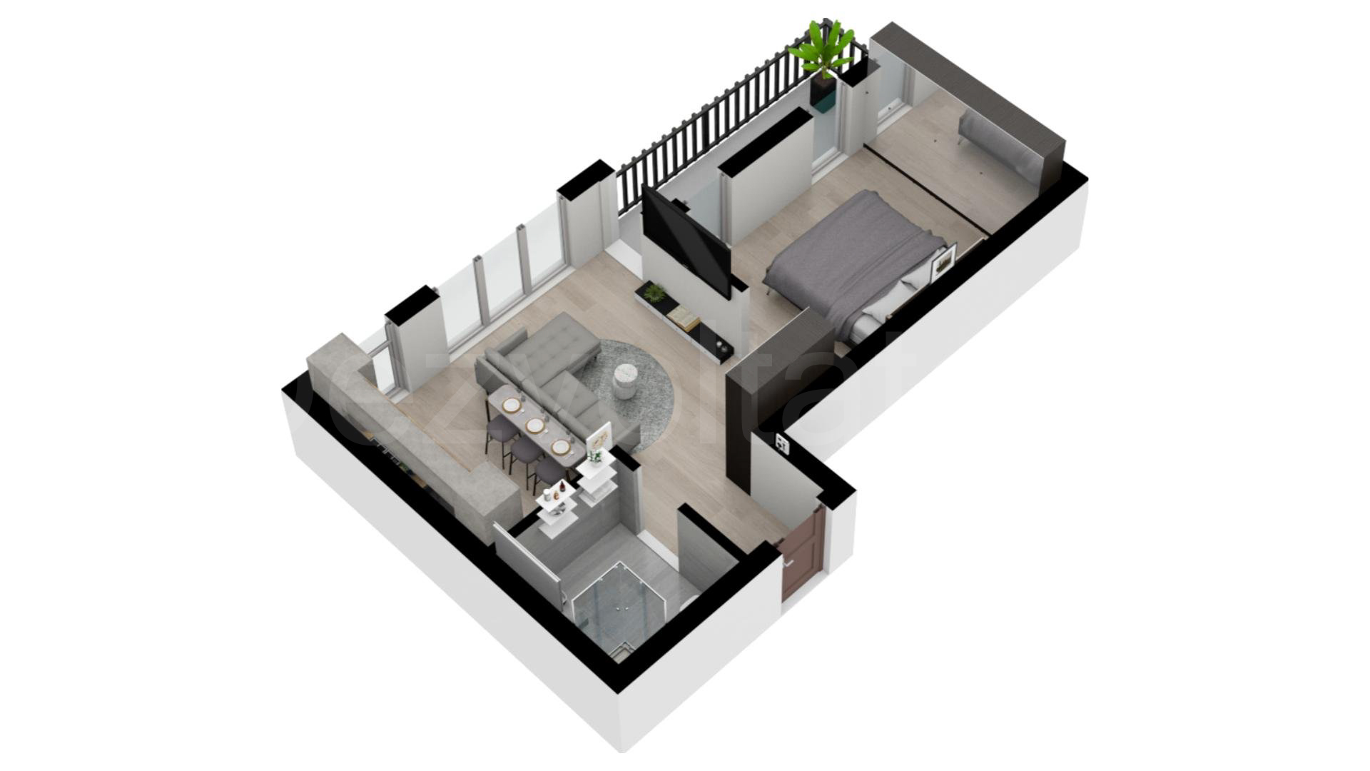 Proiecție 3D Apartament 2 Camere 48mp Ima Residence