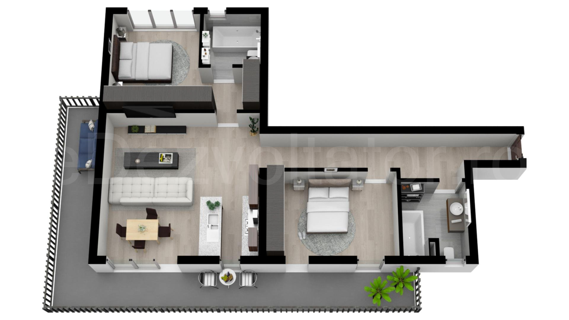 Proiecție 3D Apartament 3 Camere 111mp Ima Residence