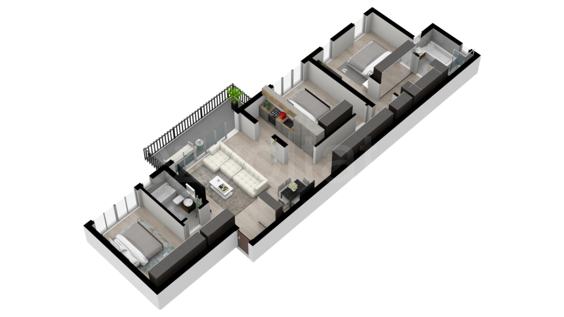 Apartament 4 Camere 132mp Ima Residence Proiecție 3D 