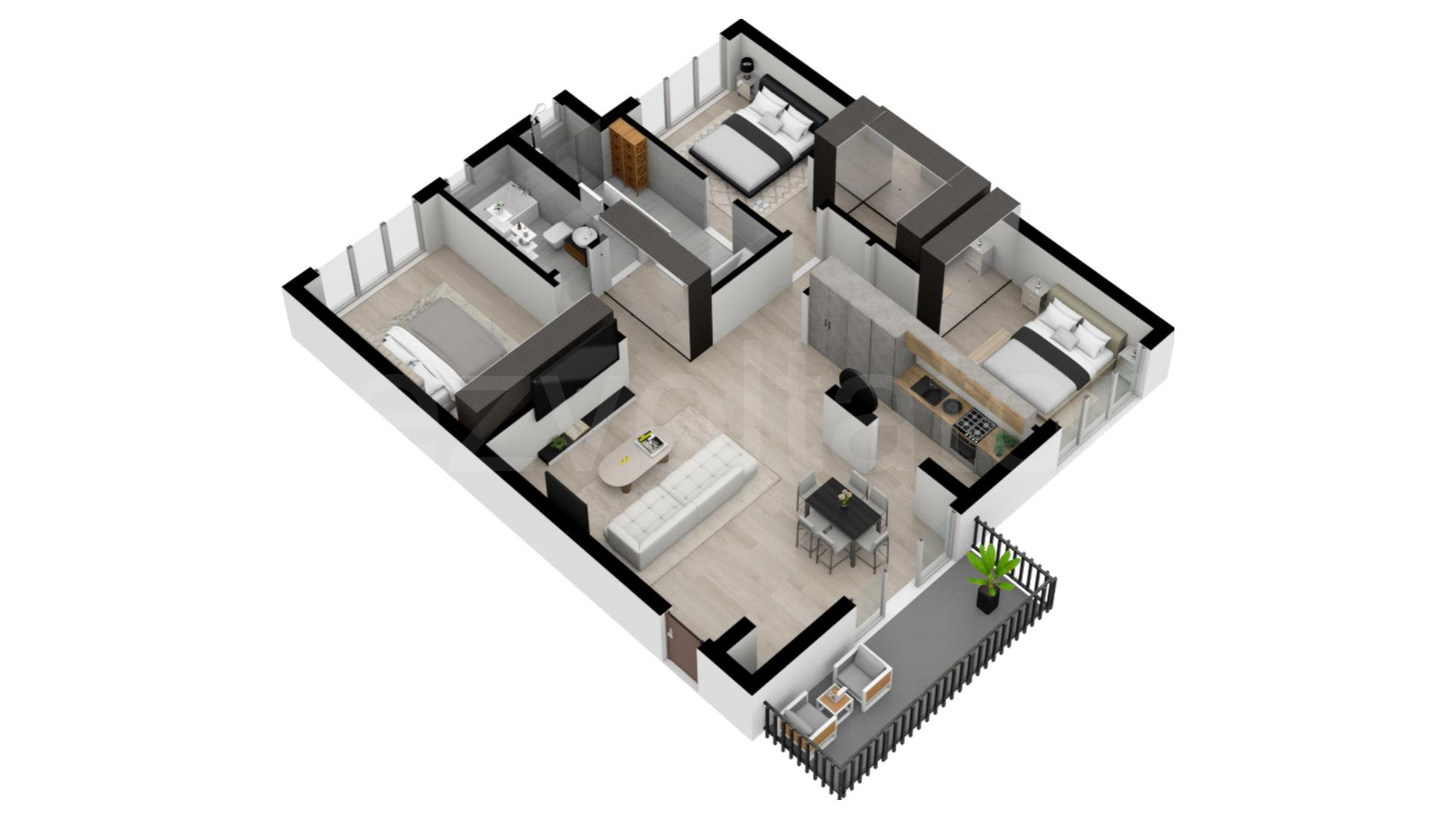 Apartament 4 Camere 124mp Ima Residence Proiecție 3D 