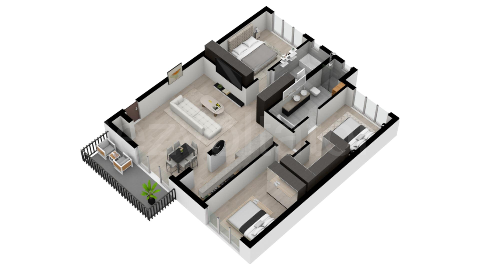 Apartament 4 Camere 124mp Ima Residence Proiecție 3D 