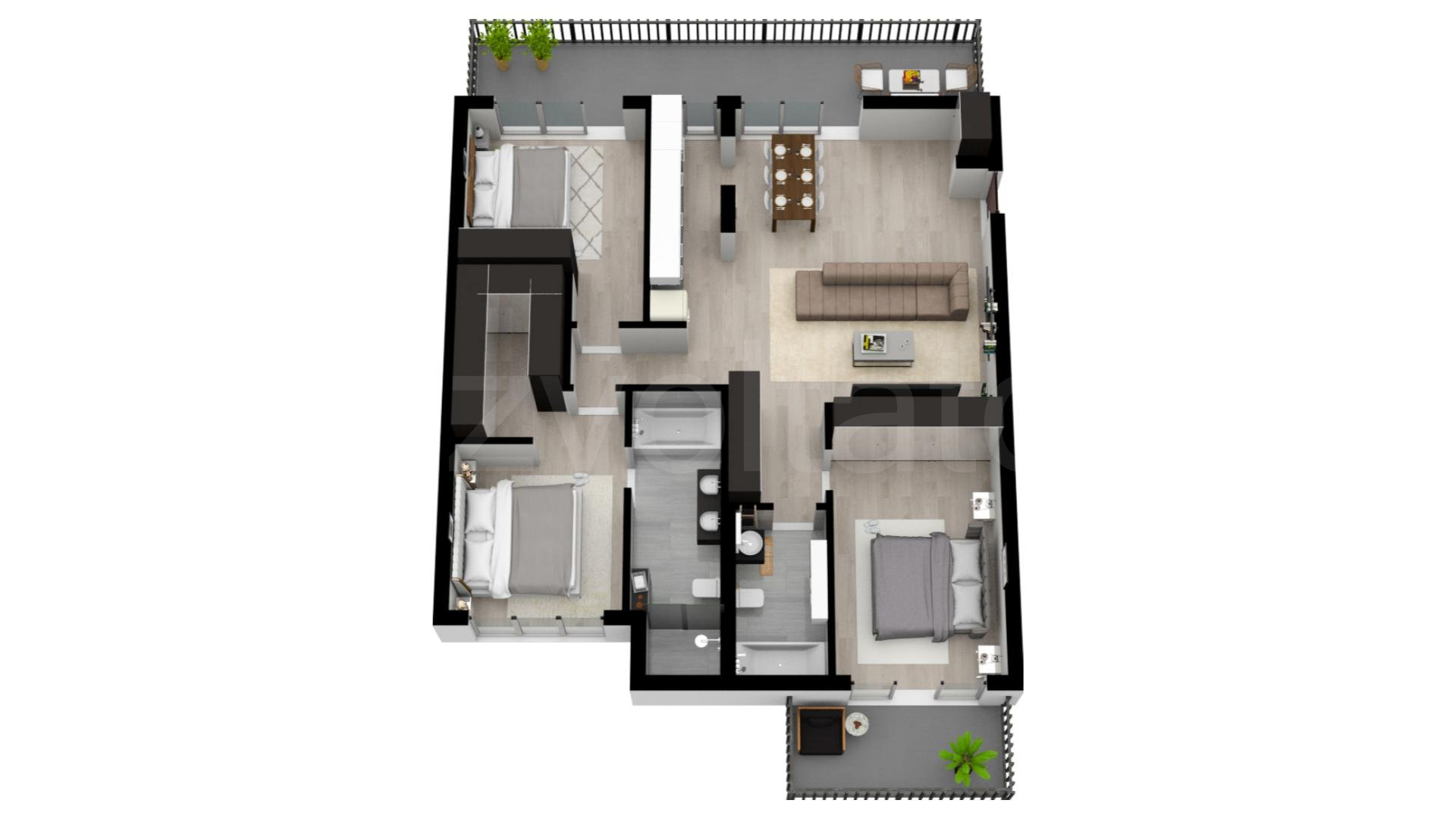Proiecție 3D Apartament 4 Camere 135mp Ima Residence