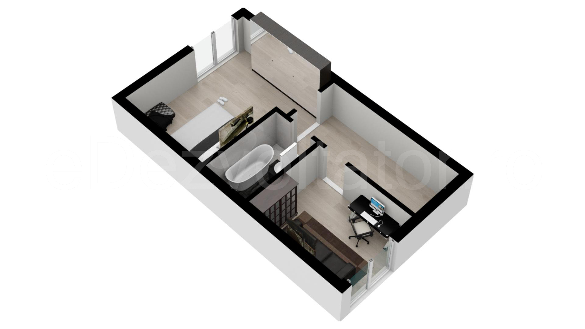 Proiecție 3D etaj 2 Vila duplex cu două etaje  137 mp Bonavita Rezidential