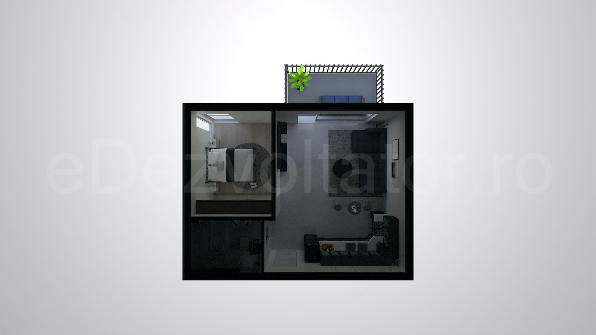 Simulare iluminat natural  Apartament 2 Camere 50mp Luxuria Domenii Residence