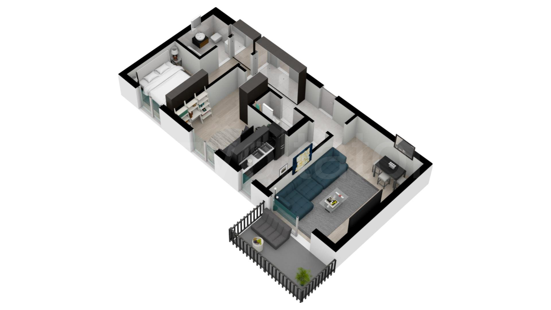 Apartament 3 Camere 79mp Luxuria Domenii Residence Proiecție 3D 