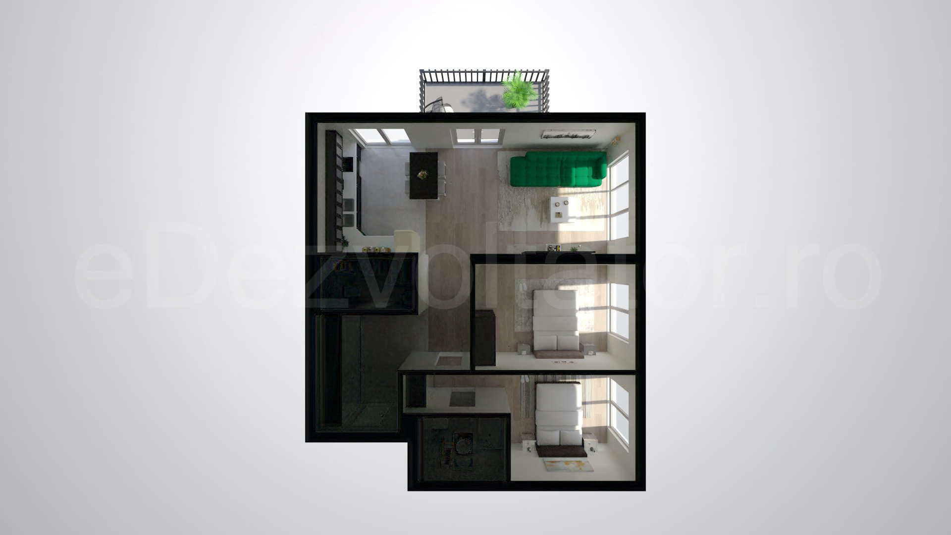 Simulare iluminat natural  Apartament 3 Camere 90mp Luxuria Domenii Residence