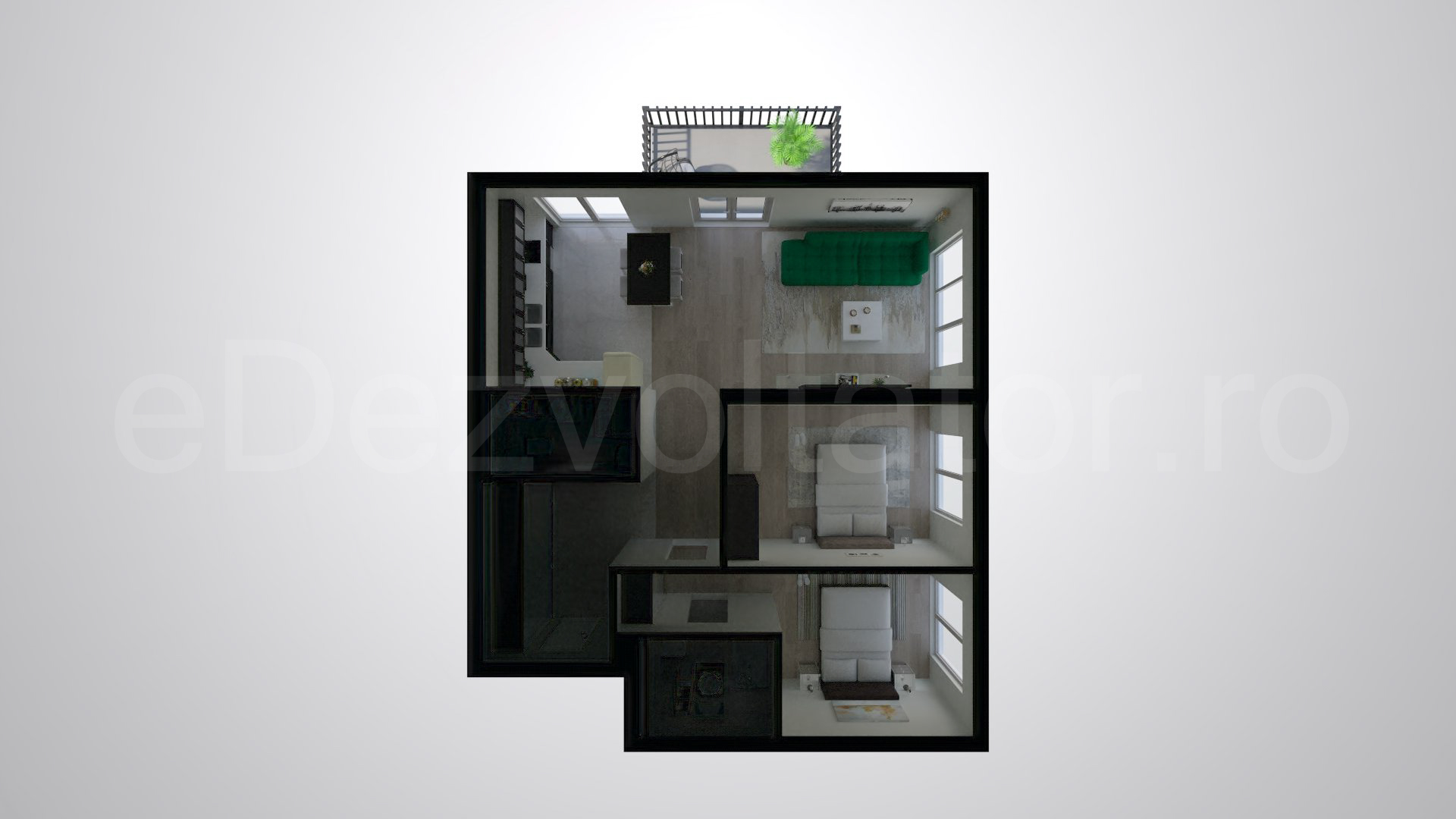 Simulare iluminat natural  Apartament 3 Camere 90mp Luxuria Domenii Residence