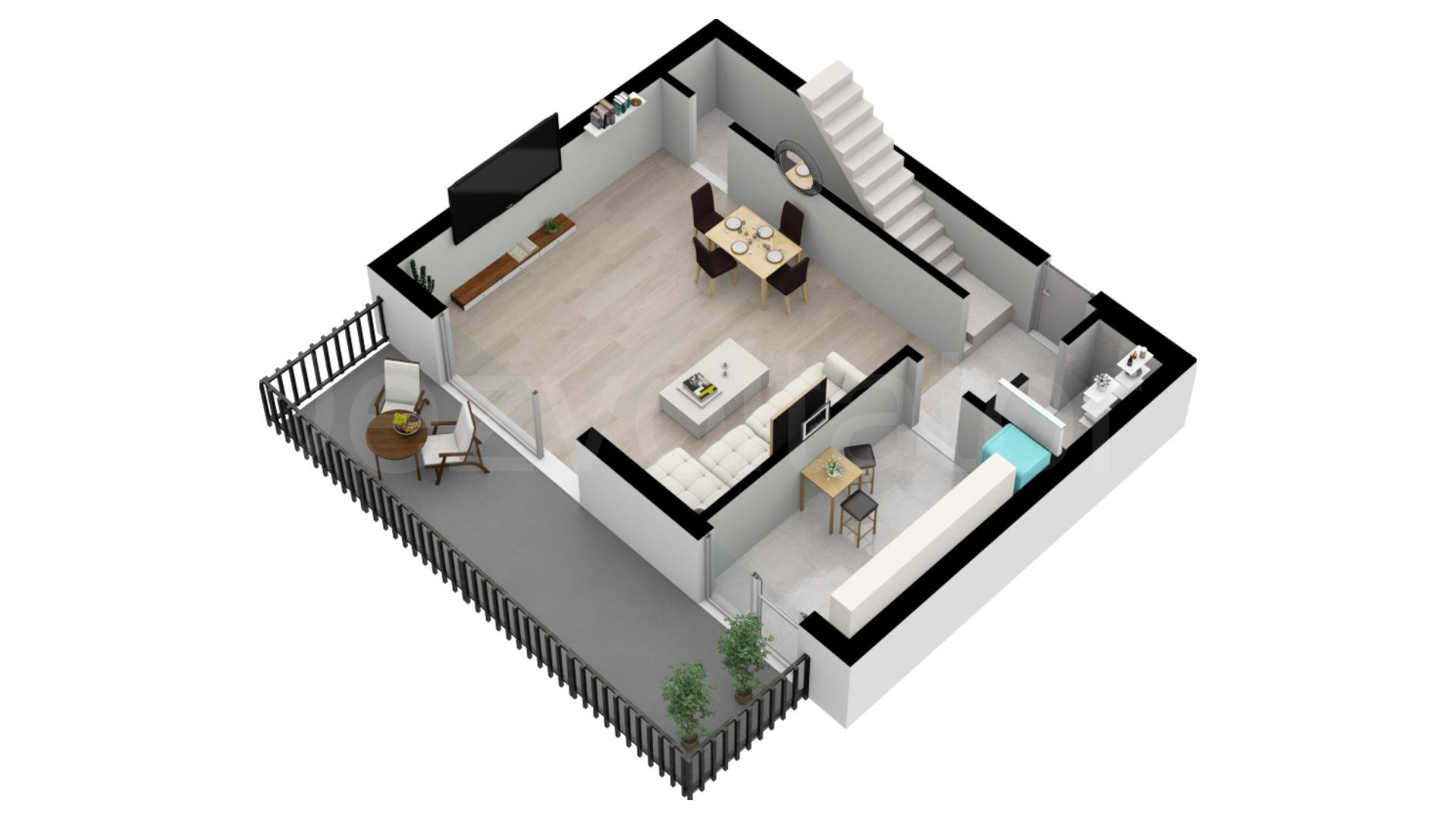 Apartament 3 Camere 138mp Luxuria Domenii Residence Proiecție 3D Nivel 1