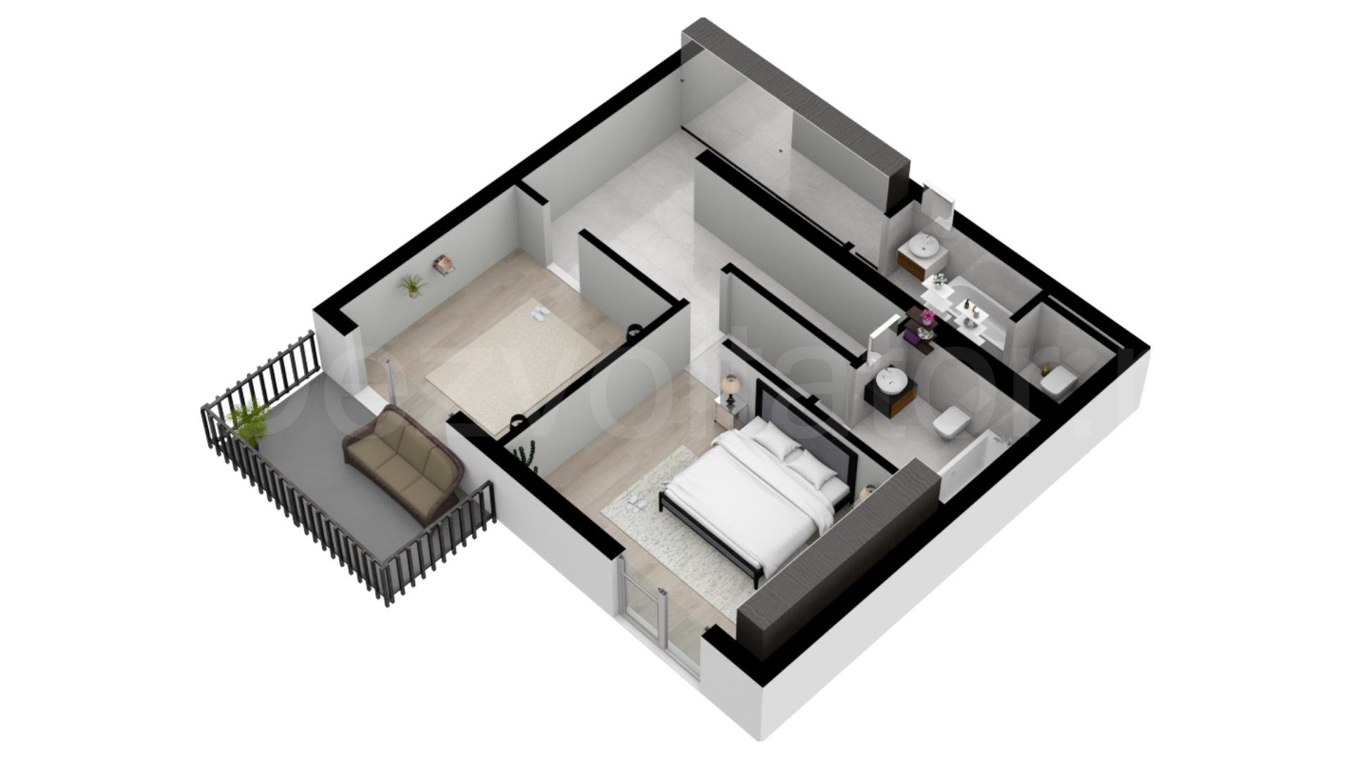 Apartament 3 Camere 138mp Luxuria Domenii Residence Proiecție 3D Nivel 2