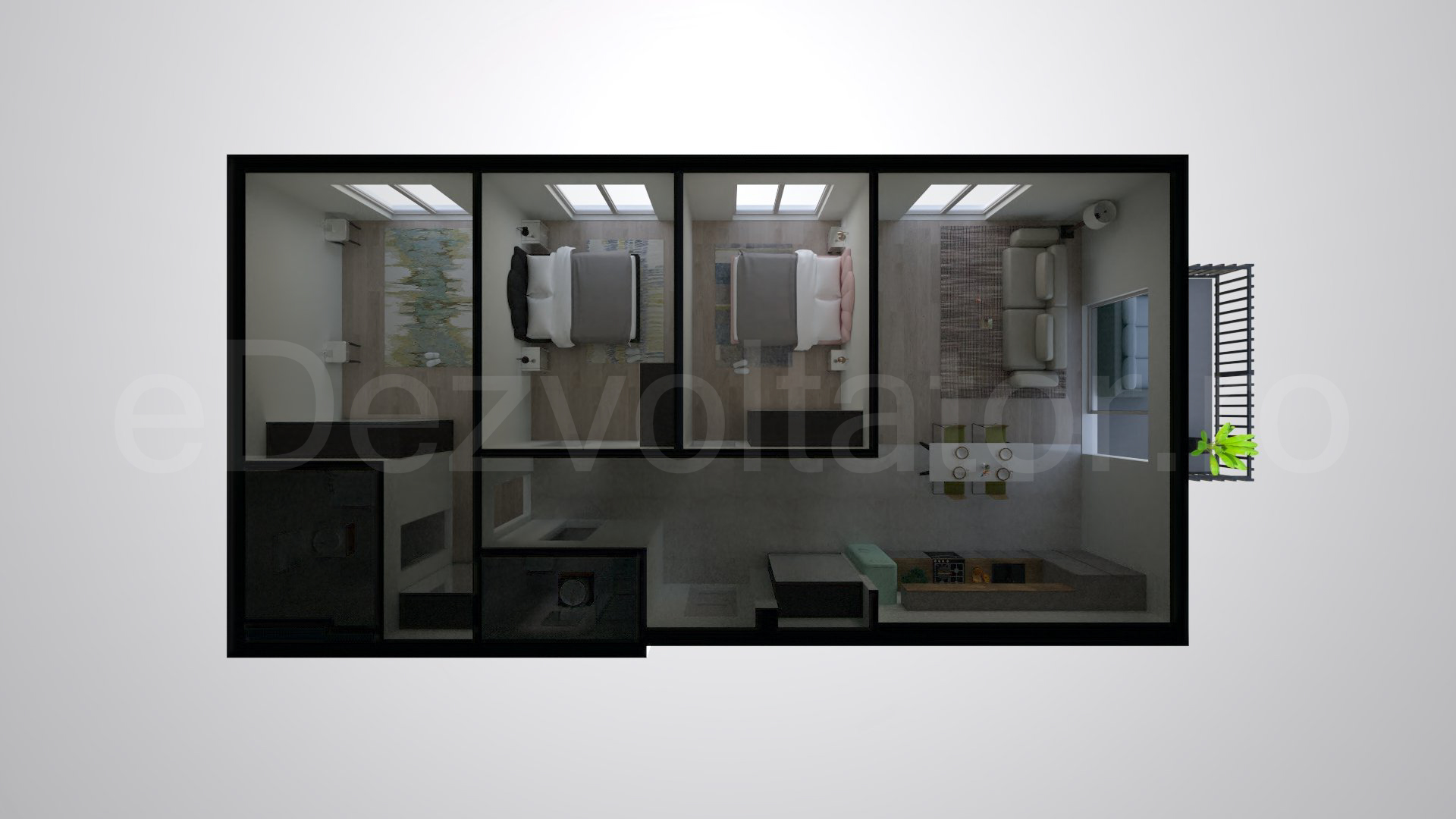 Simulare iluminat natural  Apartament 4 Camere 109mp Luxuria Domenii Residence