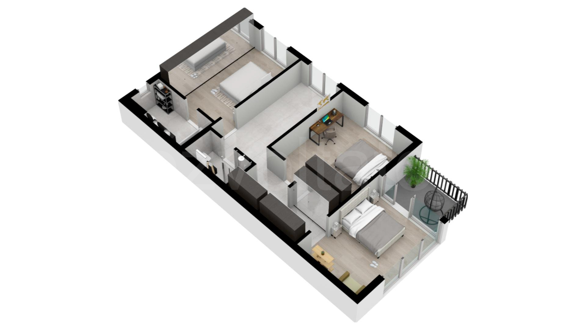 Apartament 4 Camere 188mp Luxuria Domenii Residence Proiecție 3D Nivel 2