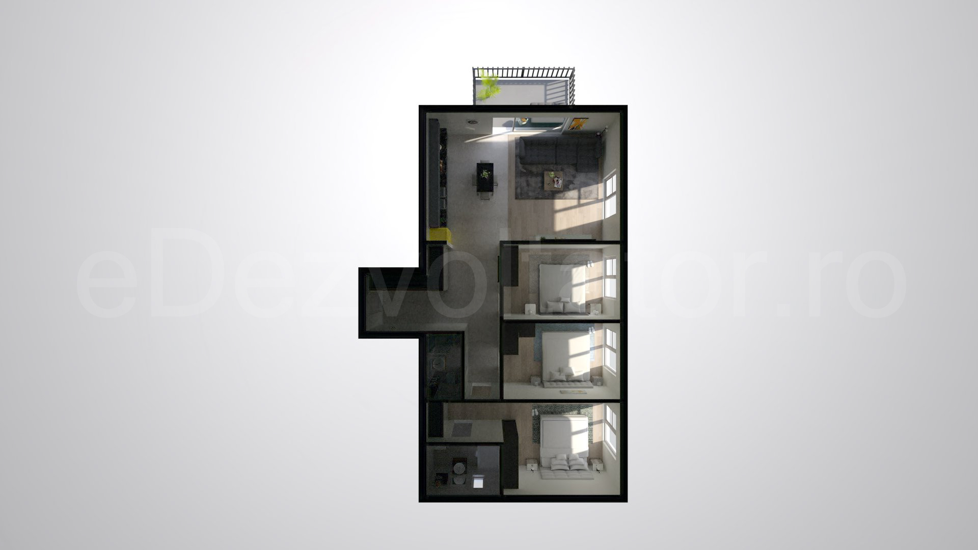 Simulare iluminat natural  Apartament 4 Camere 116mp Luxuria Domenii Residence