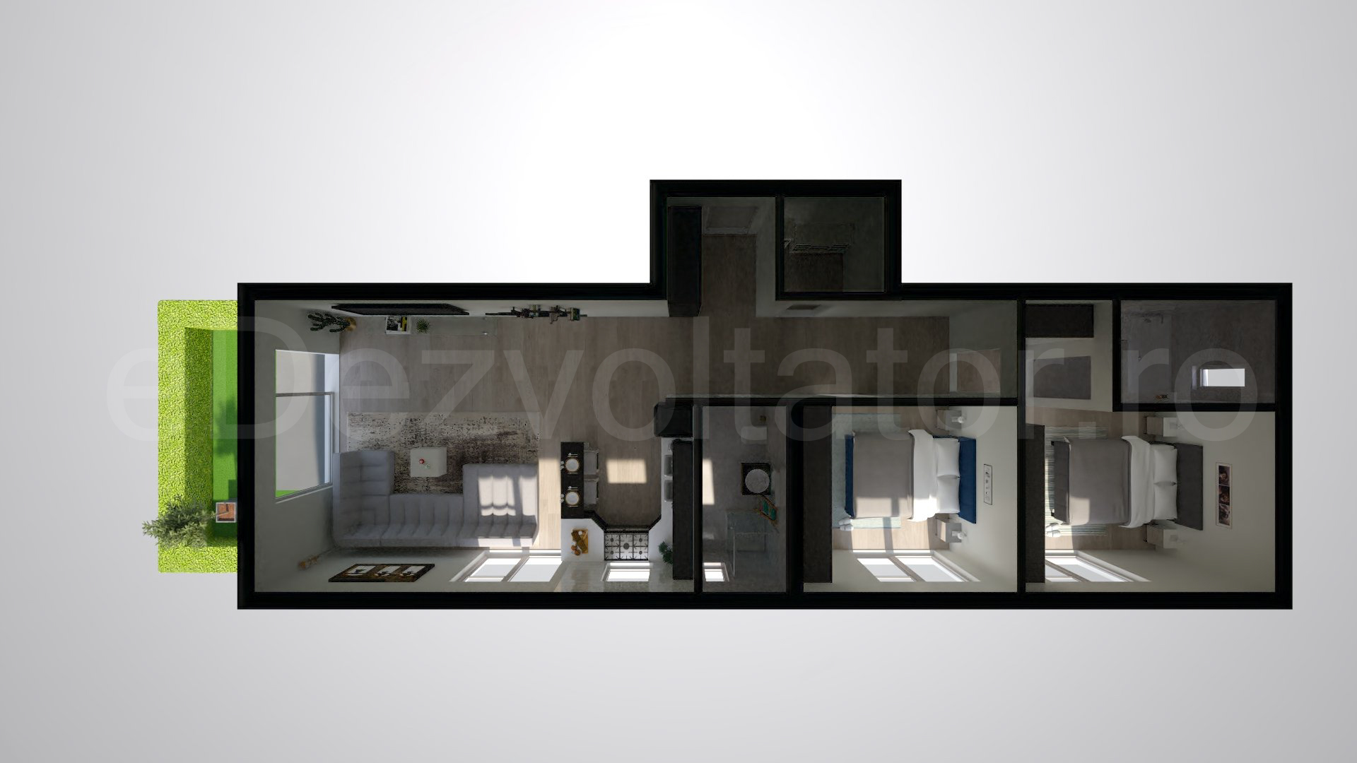 Simulare iluminat natural  Apartament 4 Camere 108mp Luxuria Domenii Residence