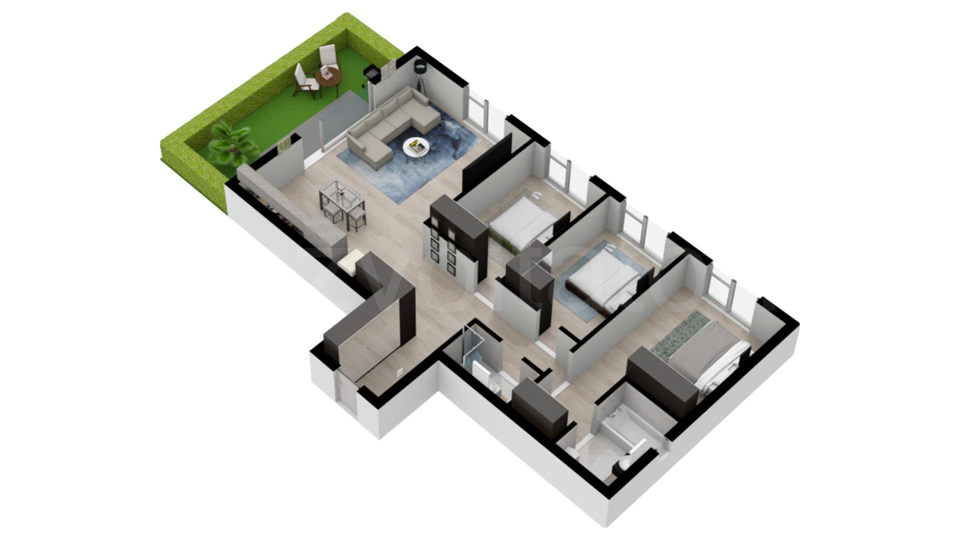Apartament 4 Camere 108mp Luxuria Domenii Residence Proiecție 3D 