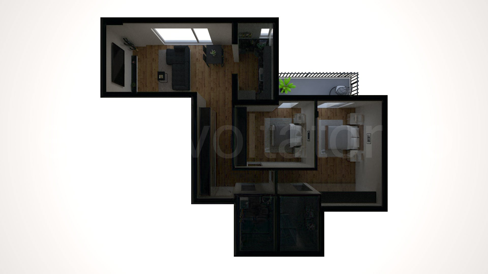 Simulare iluminat natural  Apartament 3 Camere 89mp One Cotroceni Park