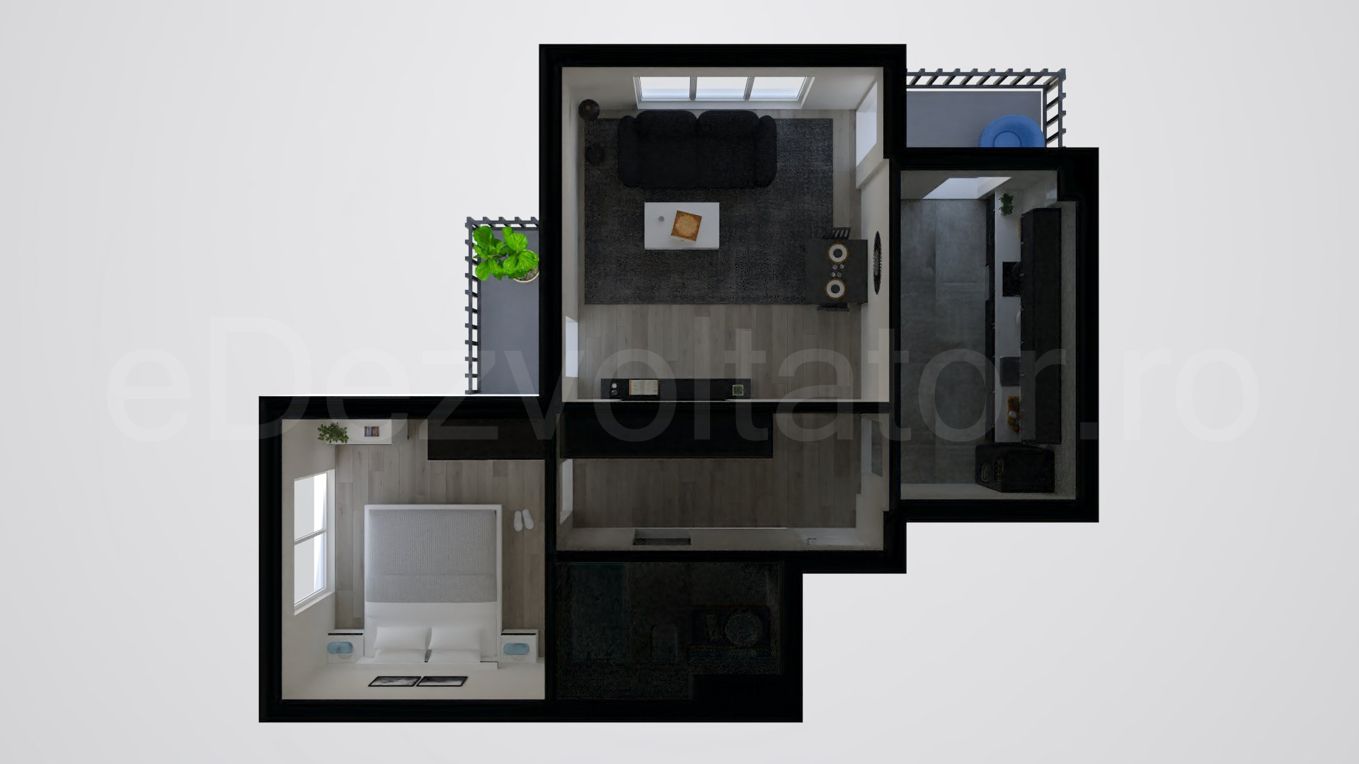 Simulare iluminat natural  Apartament 2 Camere 57mp Plaza Residence