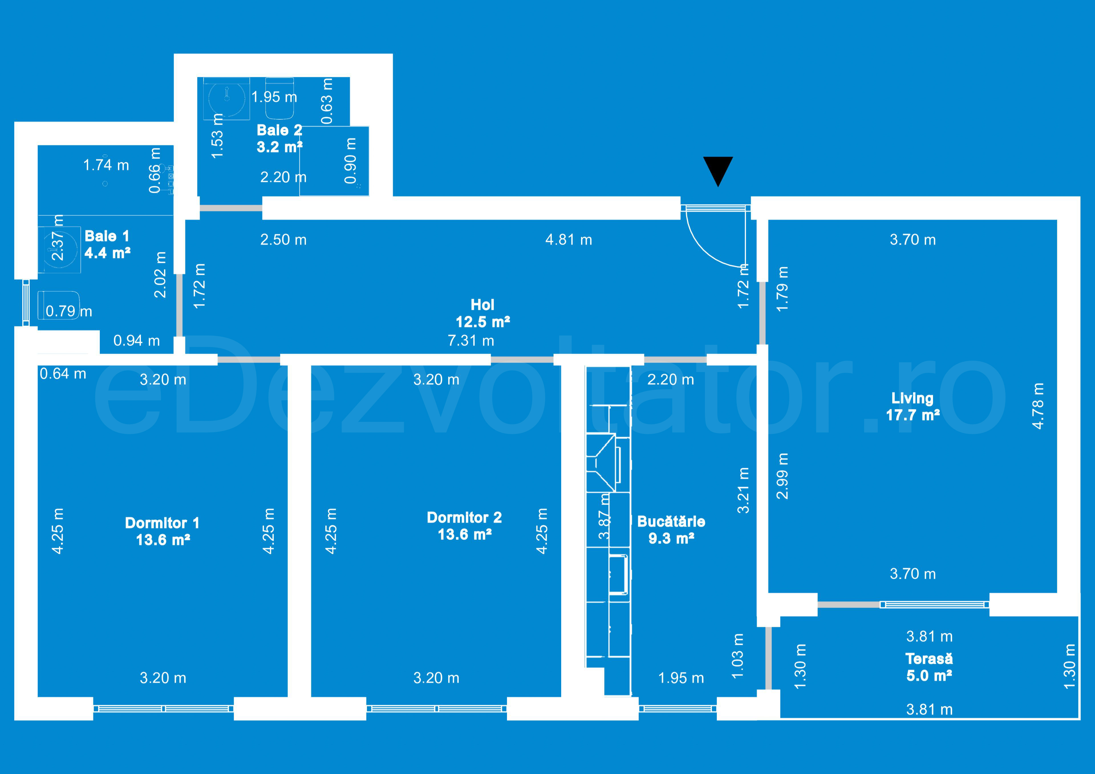 Desen Tehnic Apartament 3 camere 80 mp Plaza Residence