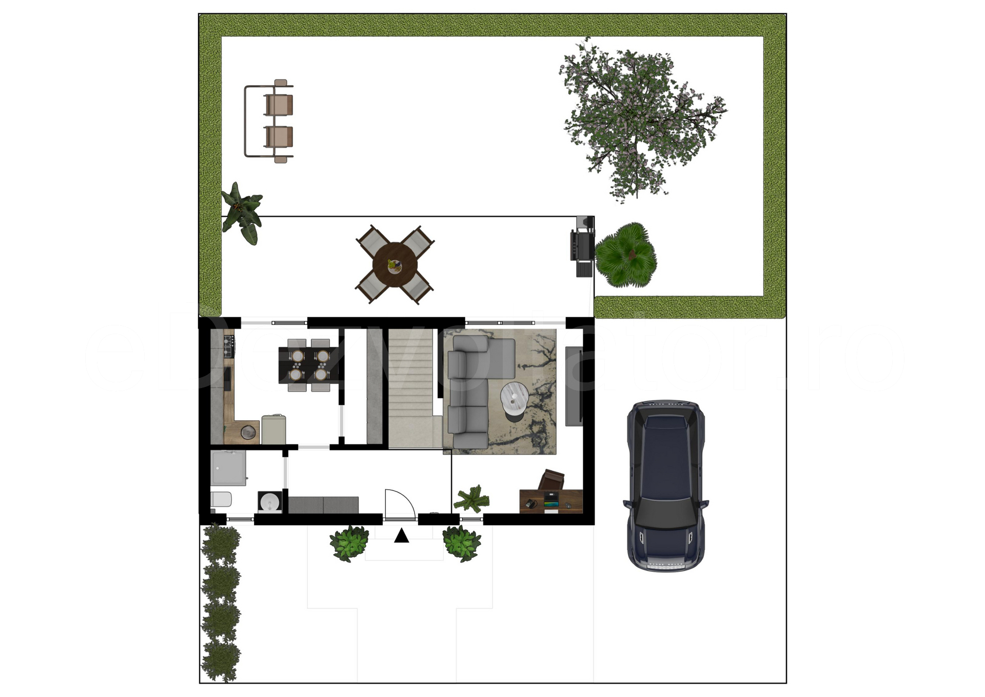 Proiecție 2D Vila duplex cu un etaj și mansardă 180 mp Armonia Otopeni Residence parter