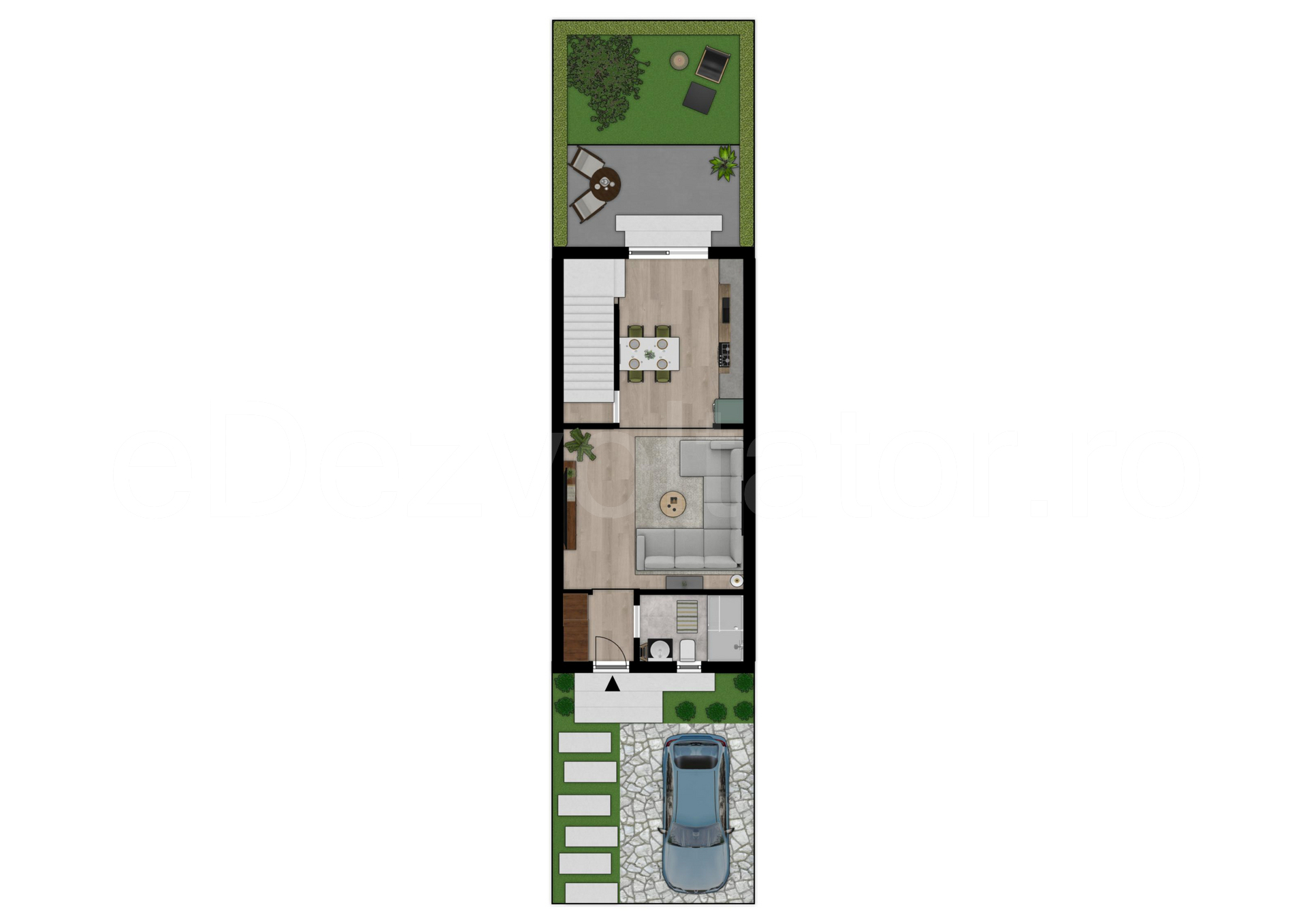 Proiecție 2D Vila duplex cu un etaj 85 mp SMART parter
