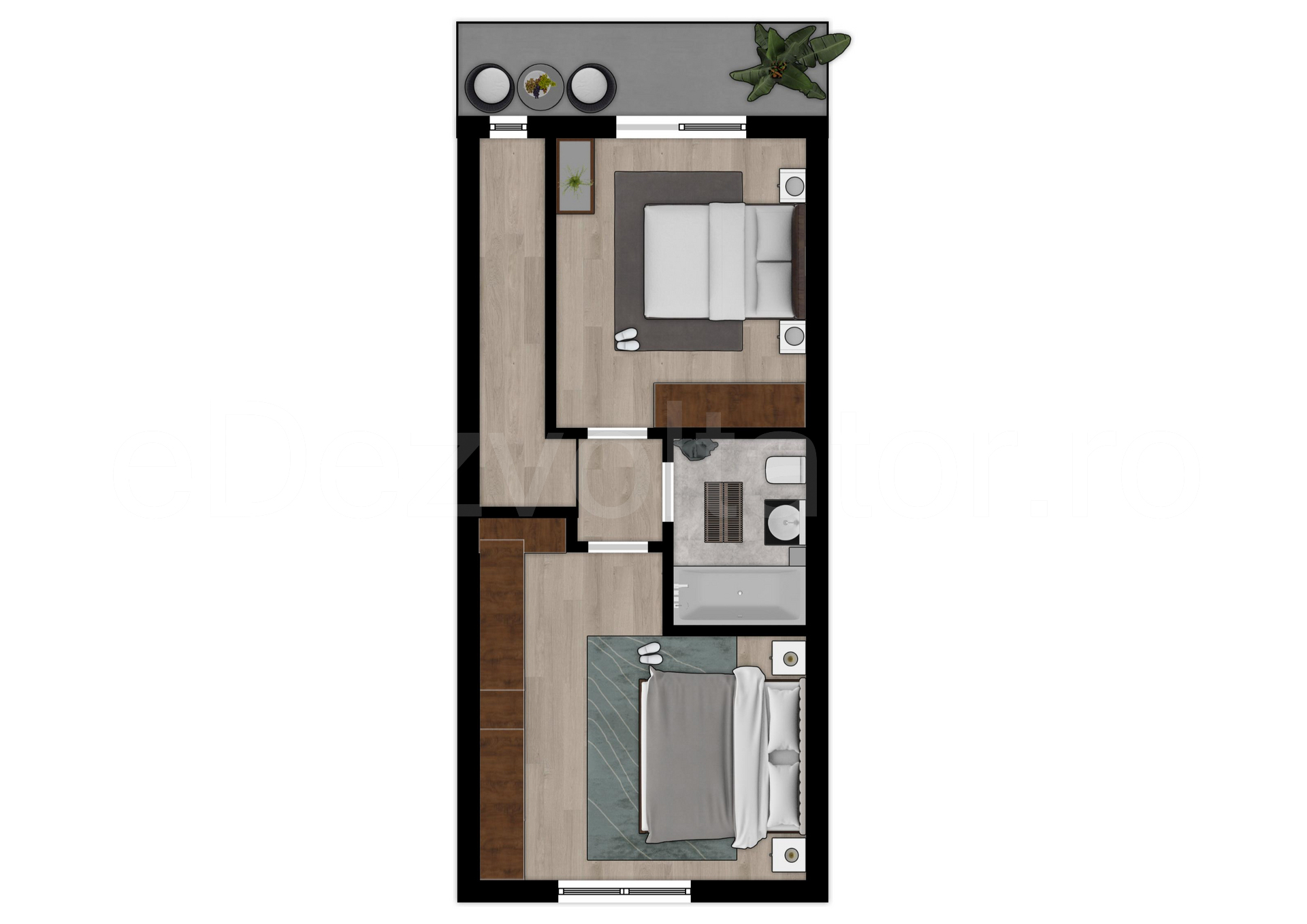 Proiecție 2D etaj  Vila duplex cu un etaj 85 mp SMART