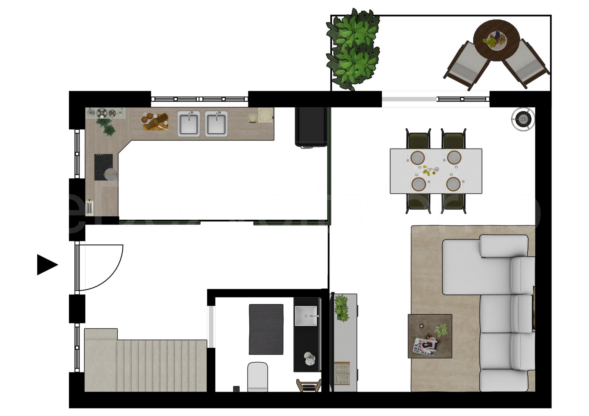 Proiecție 2D Vila duplex cu un etaj și mansardă 146 mp DaVinci Residence parter